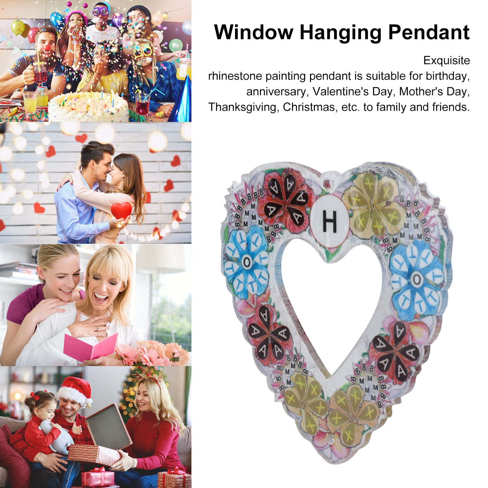 AOWINHIT Ciondolo Diamond Painting Cuore Kit Finestra Fai Da Te