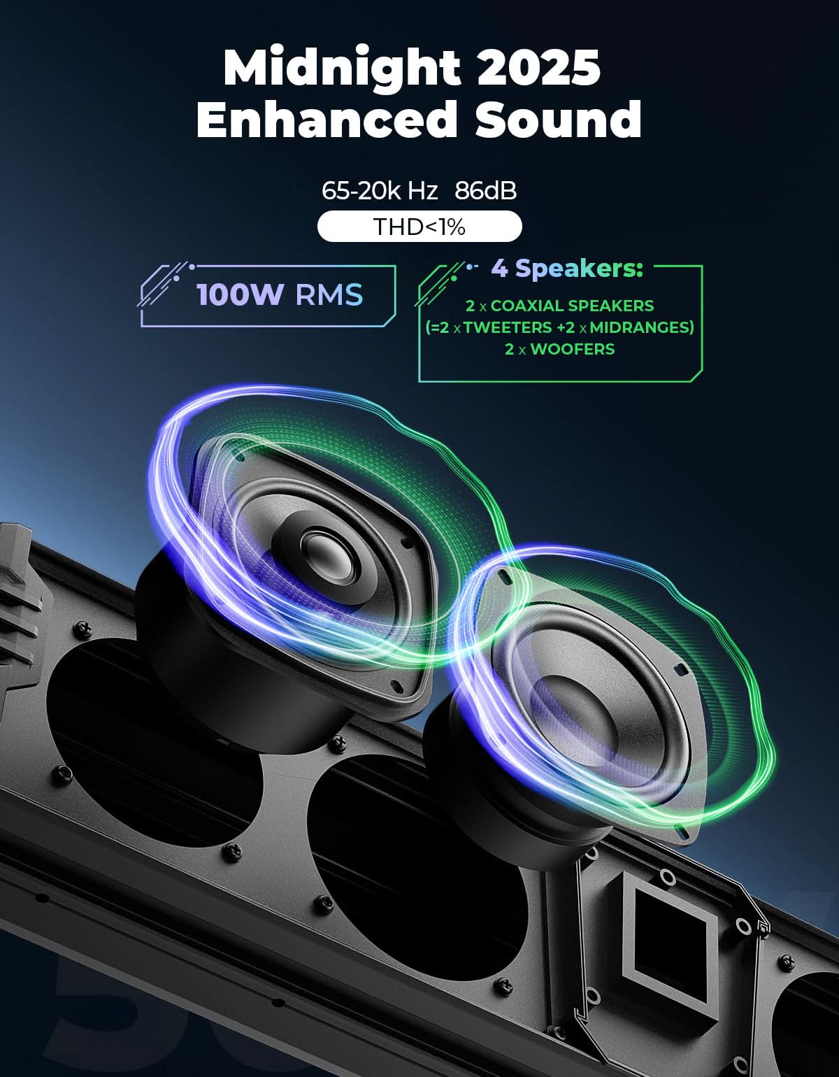 KEMIMOTO Midnight 60 Gen1.5 Barra Audio 26" Bluetooth RGB IP66