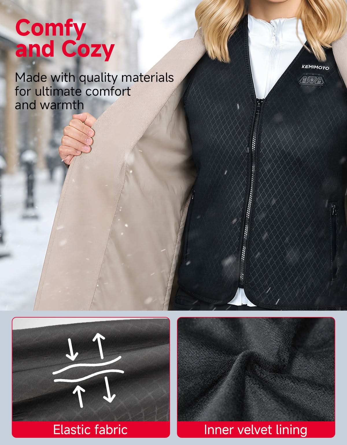 KEMIMOTO 6 zone gilet riscaldato donna con batteria