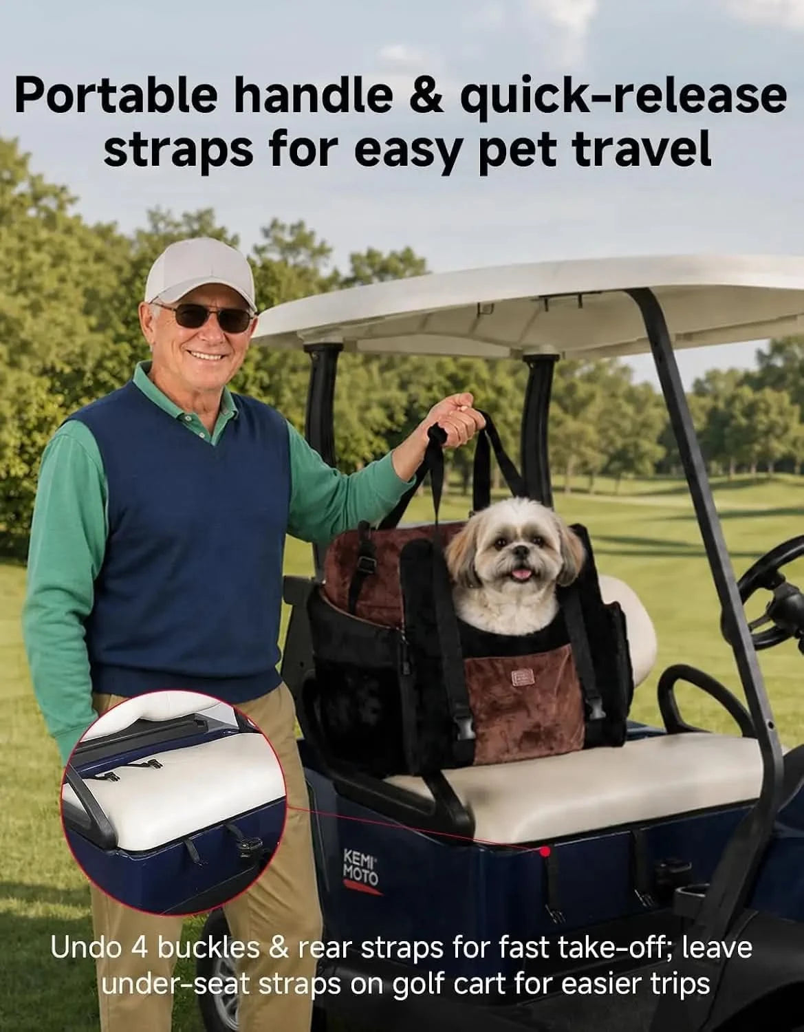 KEMIMOTO Sedile Cane Golf Cart Sfoderabile 88lb