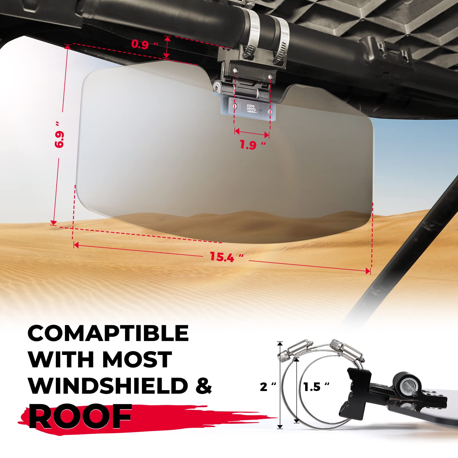Kemimoto B0111-14301SK parasole UTV 1 pz roll-bar 38-51 mm orientabile