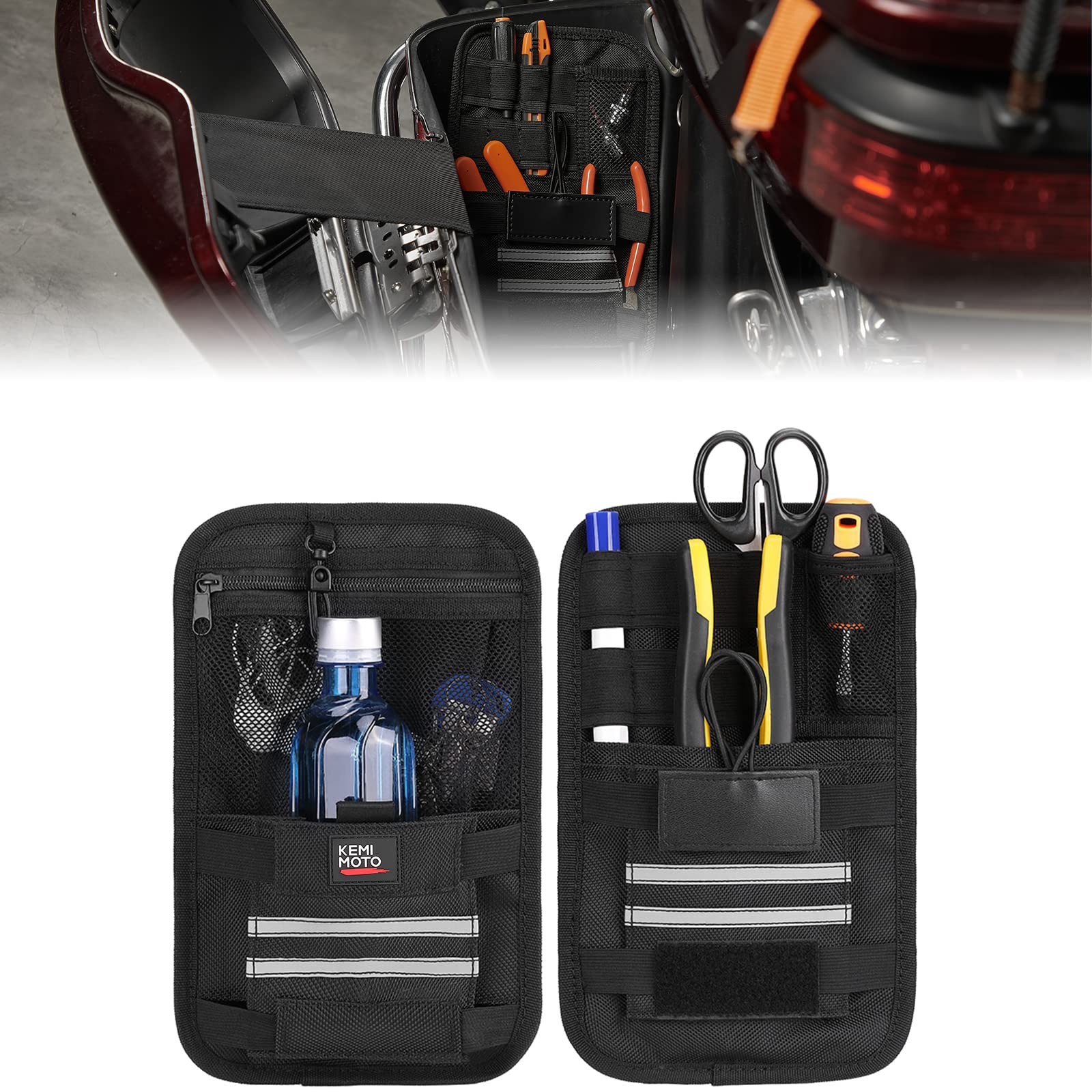 KEMIMOTO FHDTB131BK organizer borse laterali 2 pezzi multi-tasca