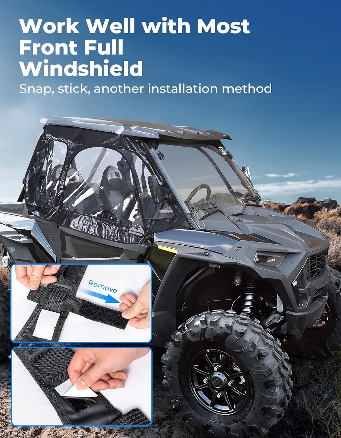 Kemimoto RZR XP 1000 porte superiori soft cabina 3 pannelli