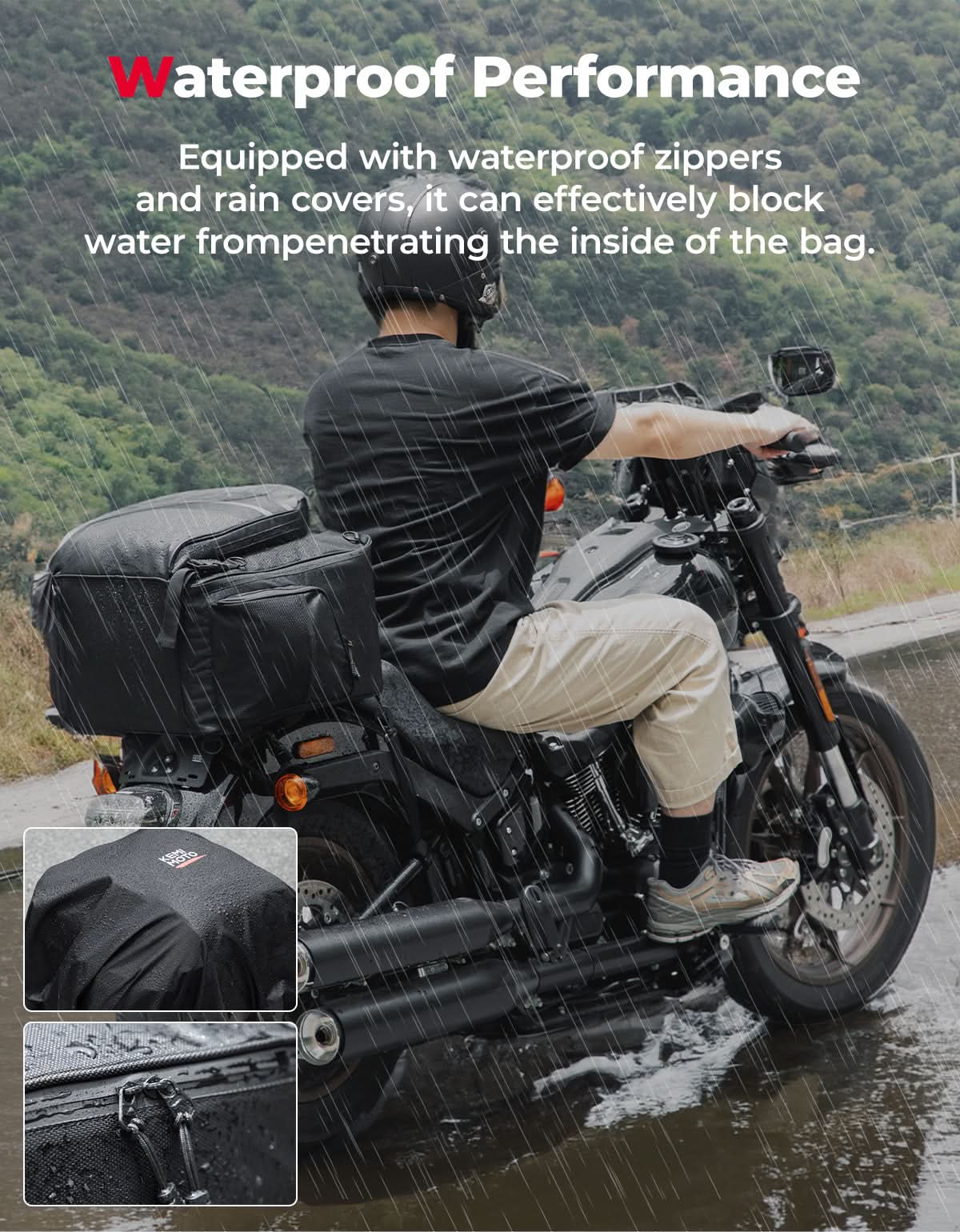 KEMIMOTO Borsa Sissy Bar Moto 40L Oxford Impermeabile