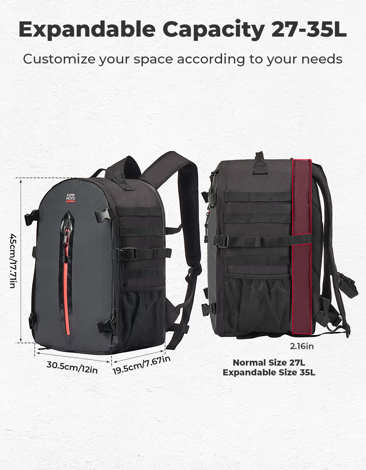 KEMIMOTO zaino porta casco impermeabile 27-35L