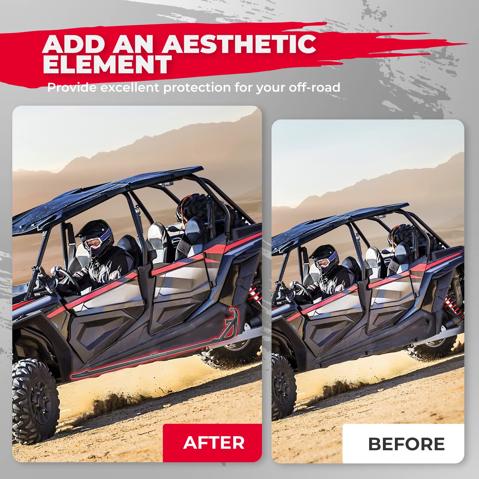 KEMIMOTO B0101-00501BK barre laterali acciaio Polaris RZR XP 4