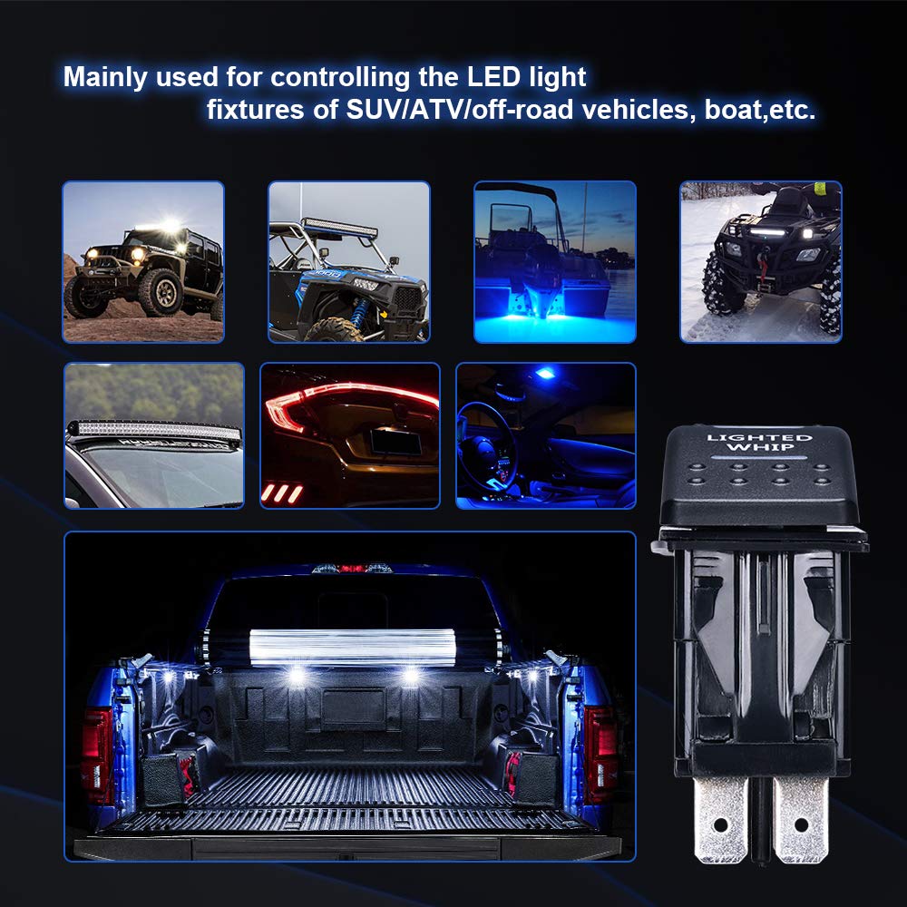 KEMIMOTO Interruttore bilanciere 12V LED per whip light IP66