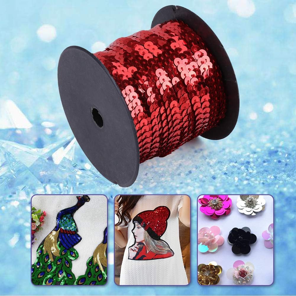 Hapivida 6mm Nastro Paillettes Rosso 2 Rotoli 100 Yard PVC