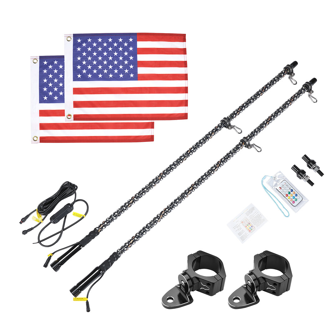KEMIMOTO Spiral 3FT antenna LED RF 2 pezzi 366 modi