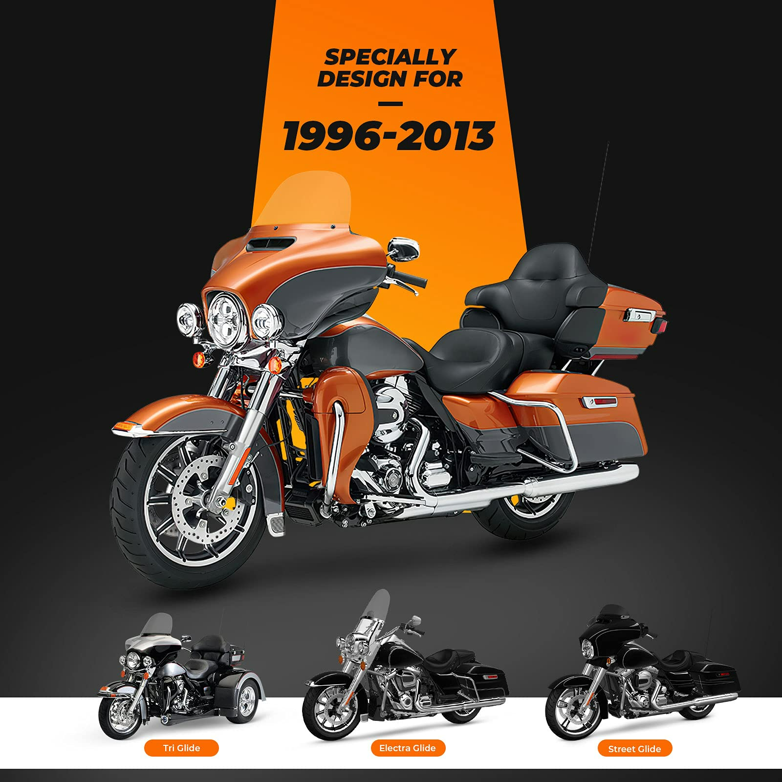 Kemimoto Touring Street Glide borsa parabrezza 3 tasche pelle