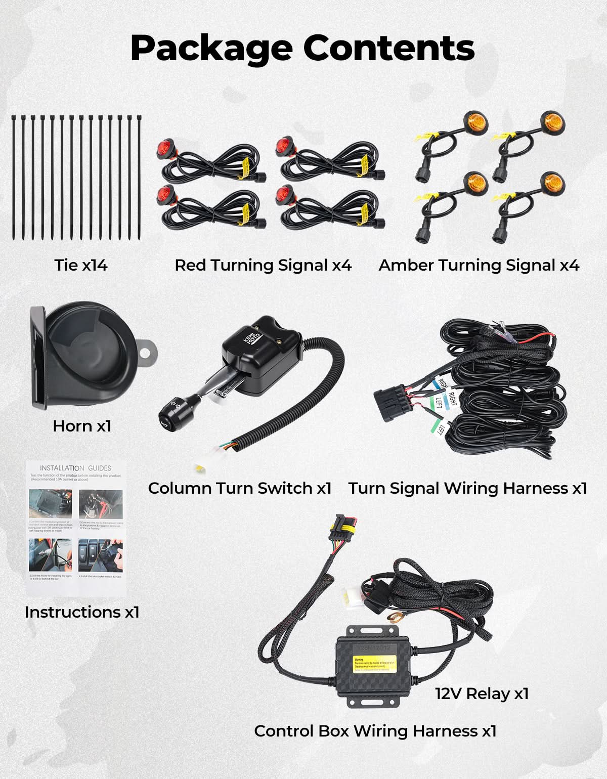KEMIMOTO Kit frecce UTV ATV universale con clacson 110 dB