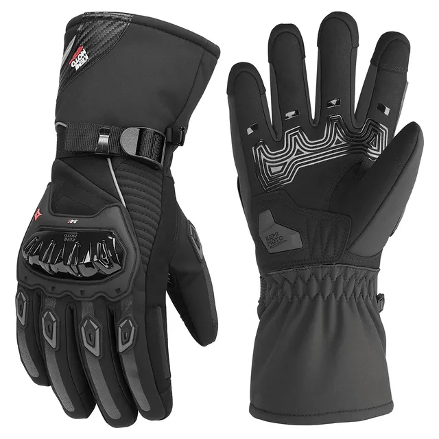 KEMIMOTO guanti moto invernali impermeabili touchscreen neri