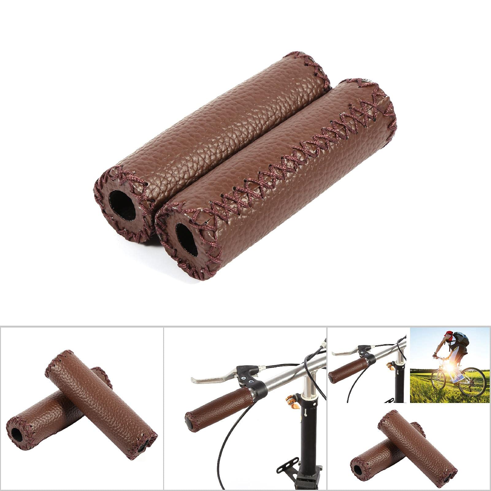 Kuuleyn Retro 1 paio manopole bici pelle sintetica antiscivolo