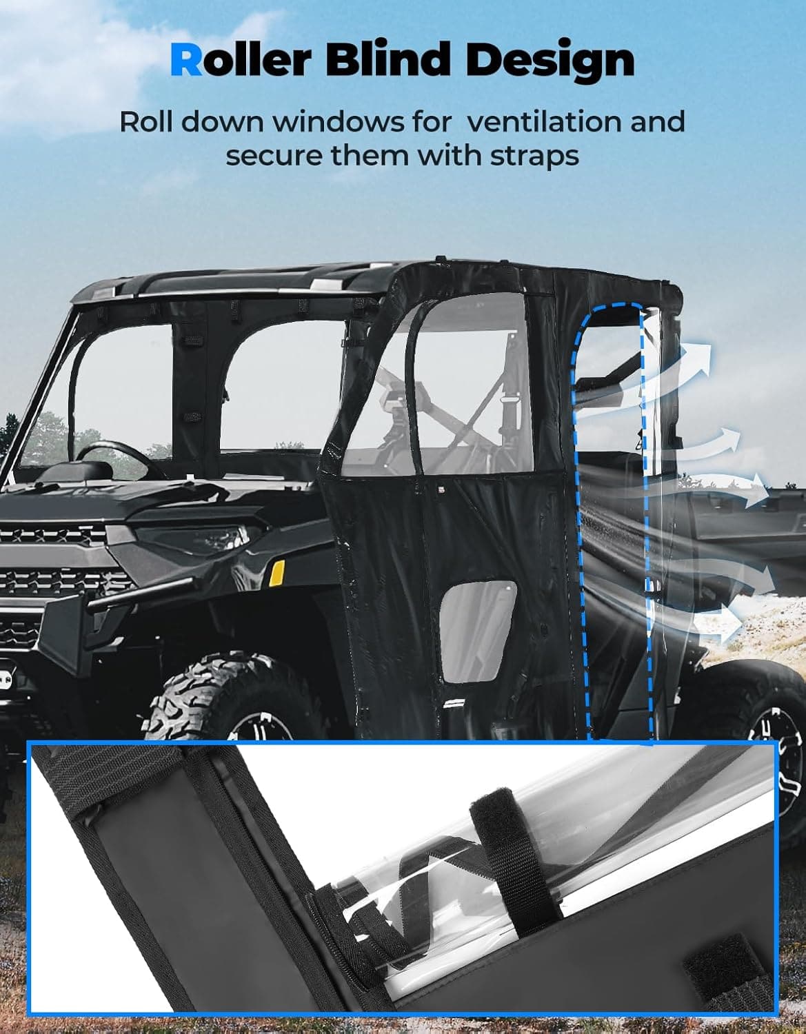 KEMIMOTO Ranger XP 1000 Crew telo cabina con zip YKK