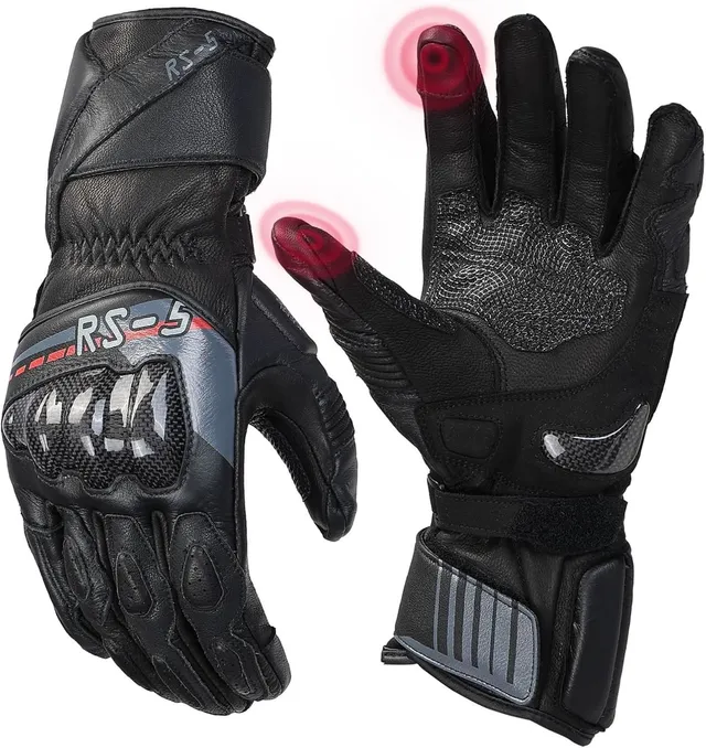 Kemimoto guanti moto pelle touchscreen neri taglia L