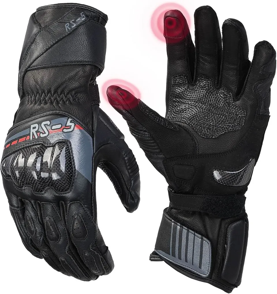 Kemimoto guanti moto pelle touchscreen neri taglia L