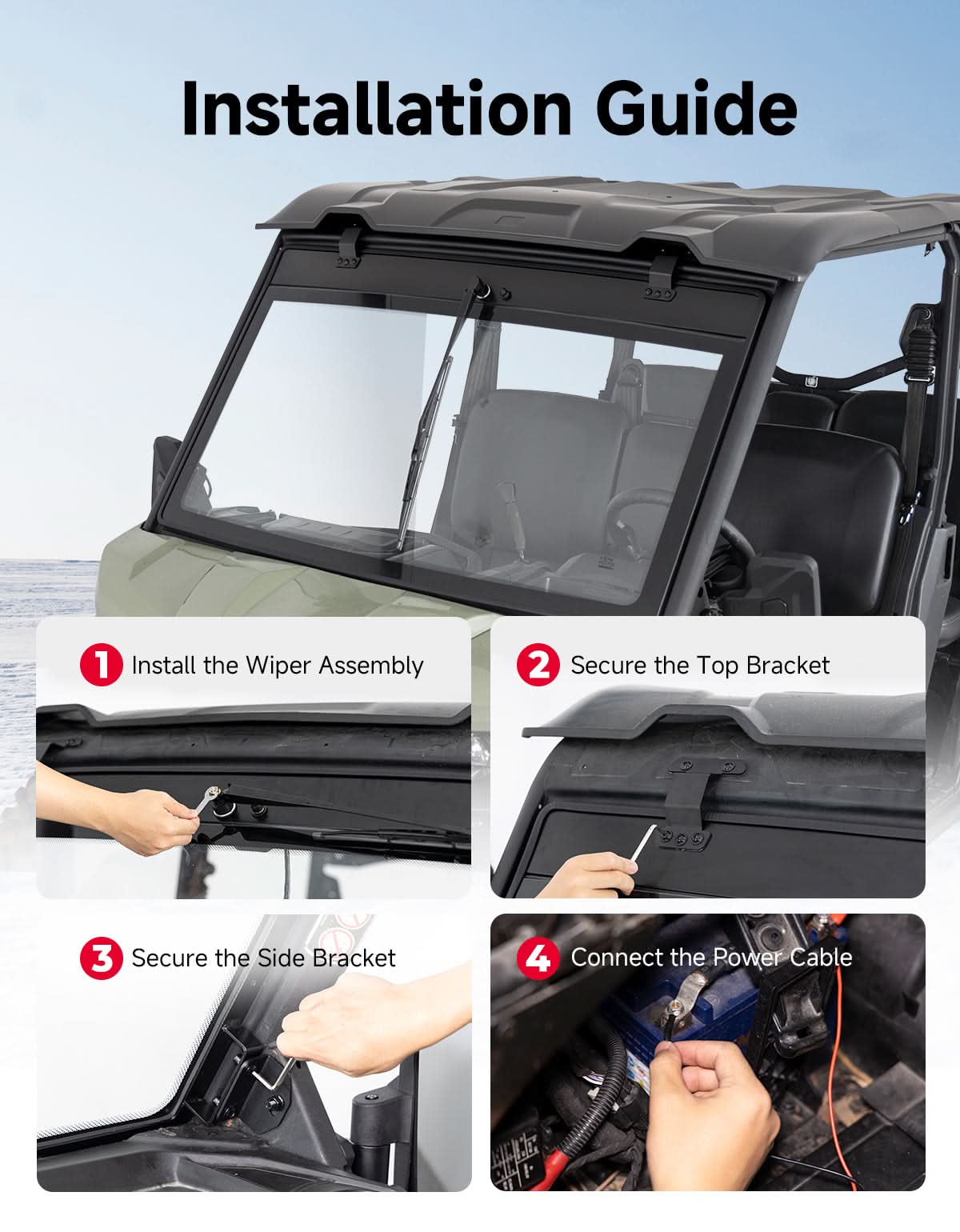 Kemimoto Defender parabrezza vetro 7mm con tergi elettrico