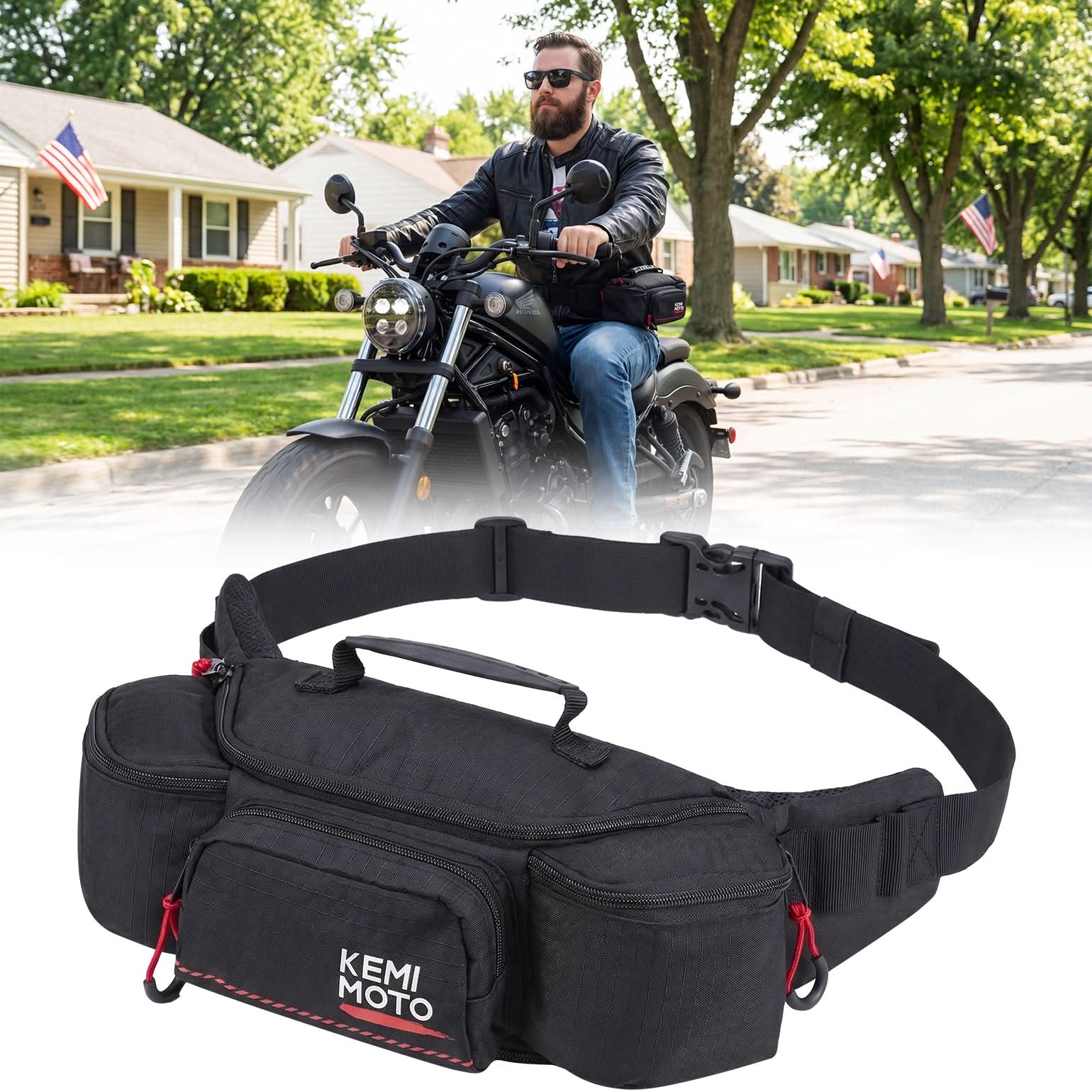 Kemimoto Marsupio Vita 2,5L 5 tasche supporto lombare