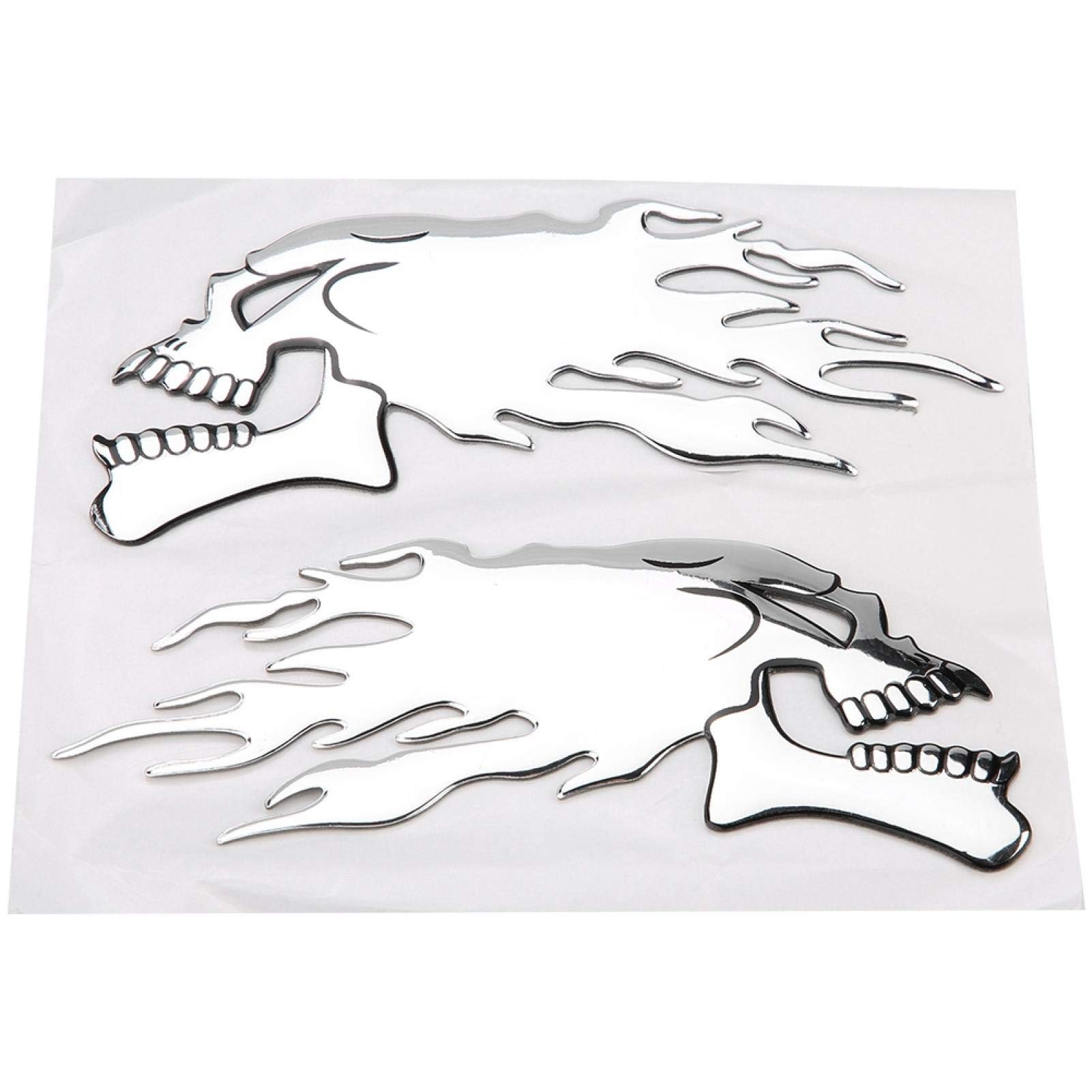 Kuuleyn sticker moto teschio 3D argento 2 pezzi gomma