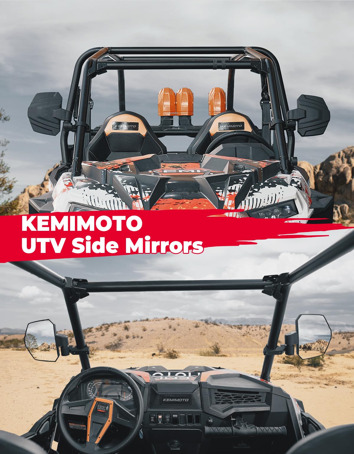 KEMIMOTO Specchietti Laterali UTV Grandangolari 2pz