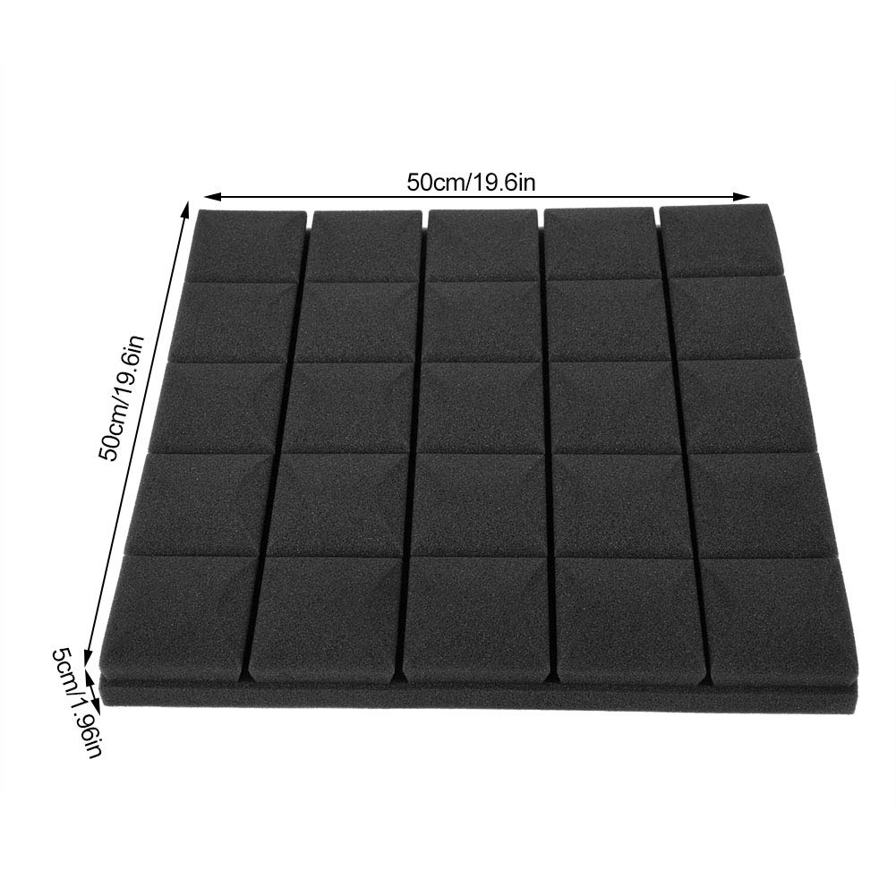 Kuuleyn Pannelli Acustici 50x50x5cm Pannelli Fonoassorbenti Nero 6 Pezzi