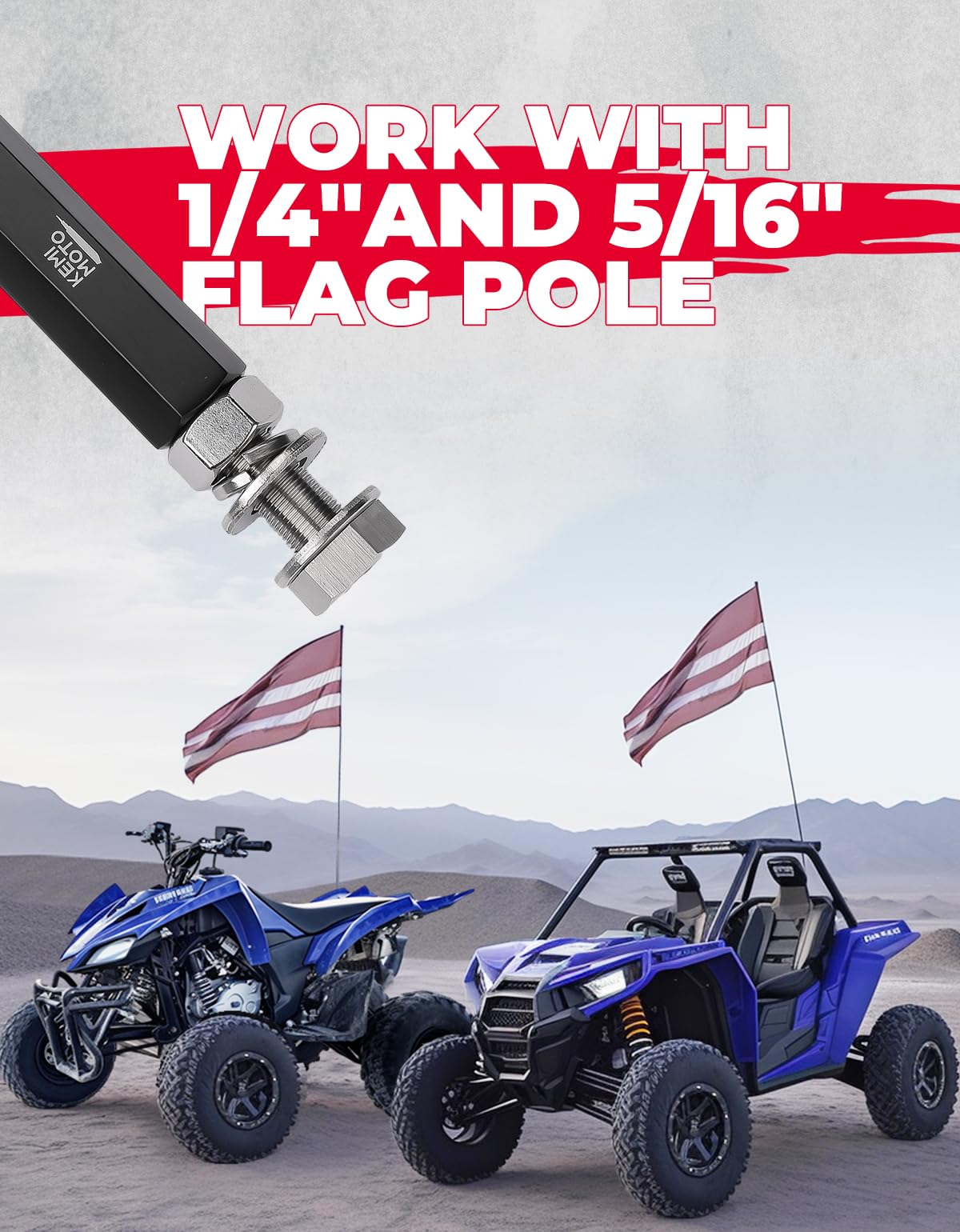 Kemimoto supporto bandiera 6,3 mm asta moto UTV nero