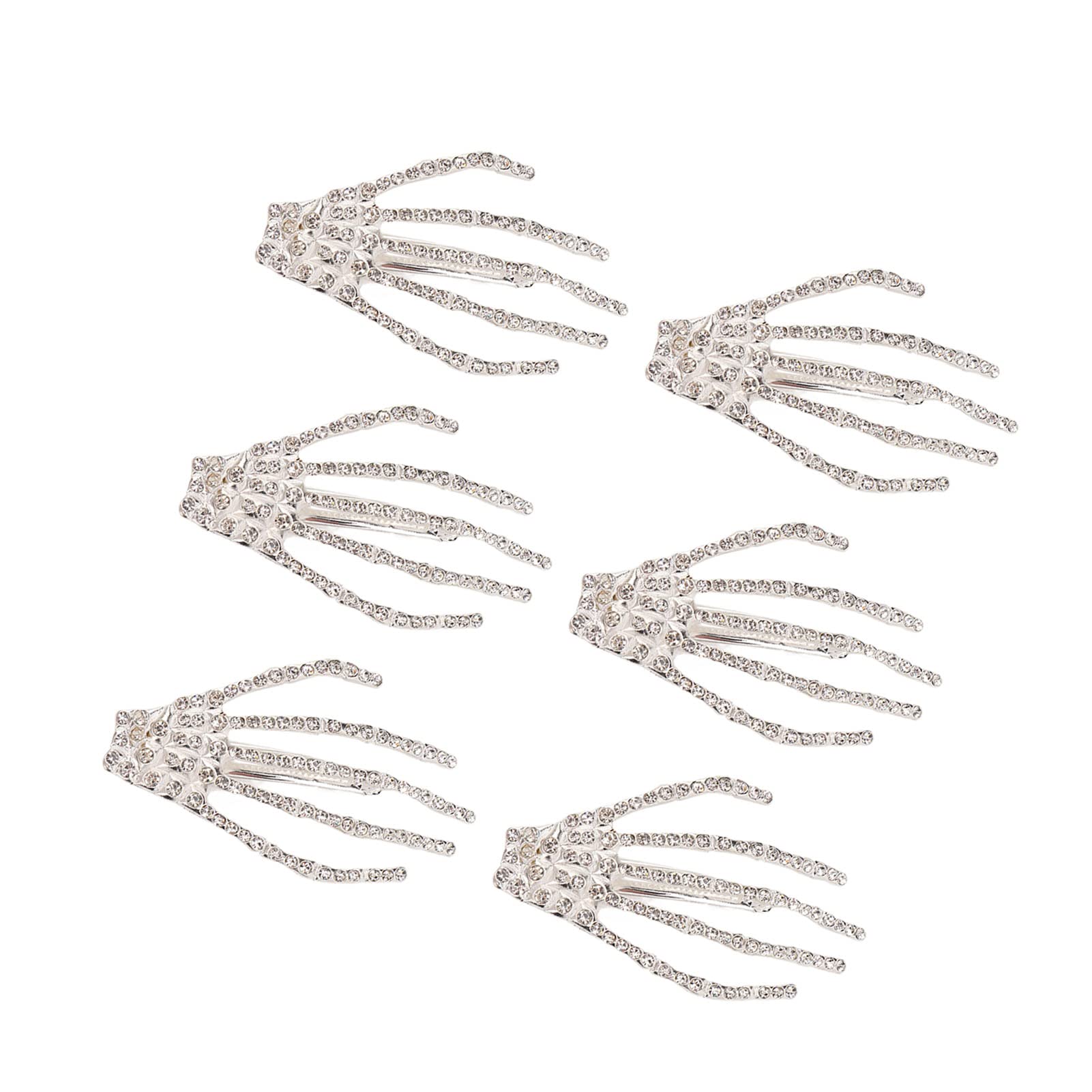 Kuuleyn Halloween Mano Scheletro mollette capelli 6 pezzi strass