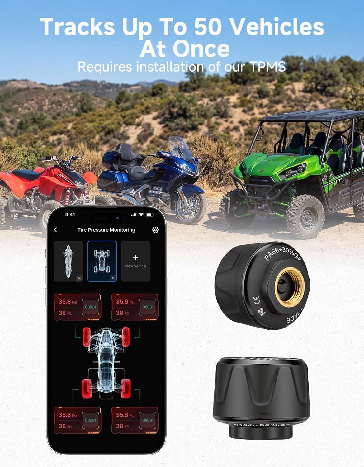 KEMIMOTO TPMS sensori pressione Bluetooth moto IP67