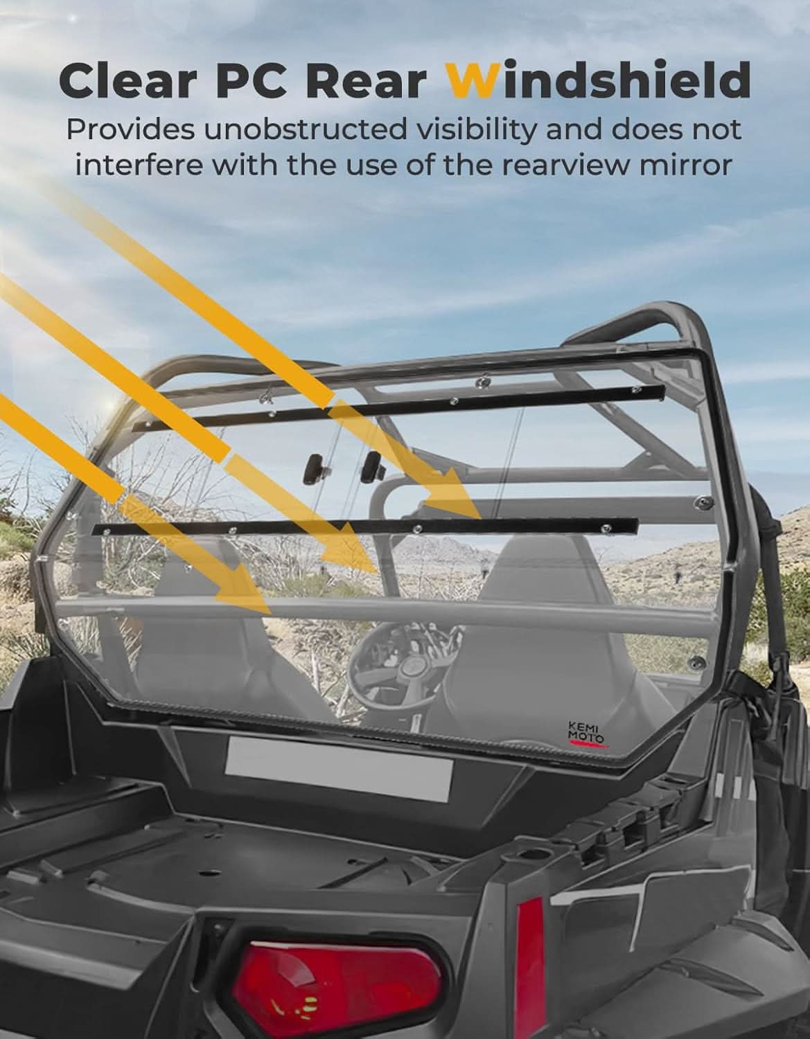 KEMIMOTO parabrezza posteriore Polaris RZR 570 800 con finestra scorrevole