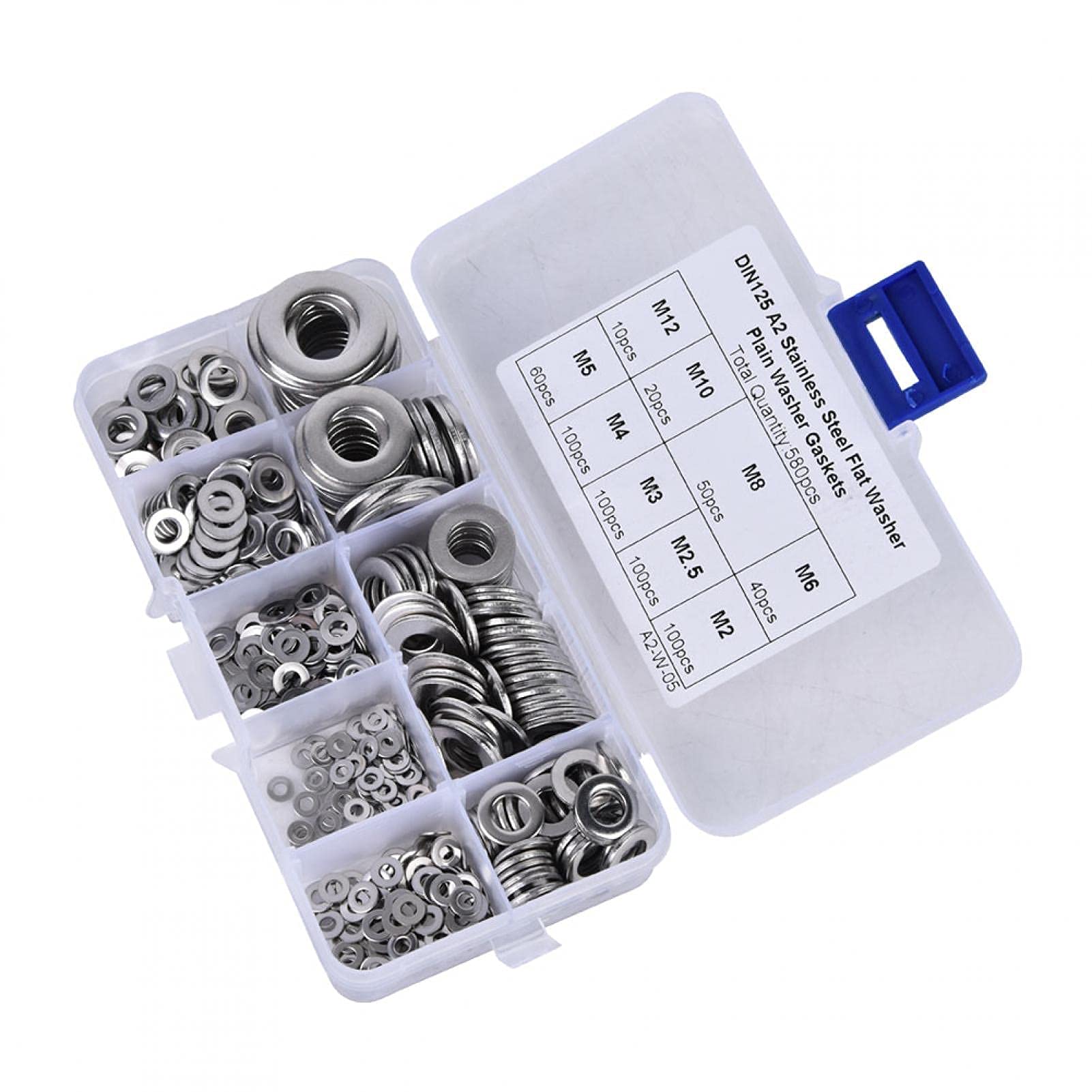 Kuuleyn M2-M12 kit rondelle piatte 580 pezzi acciaio inox