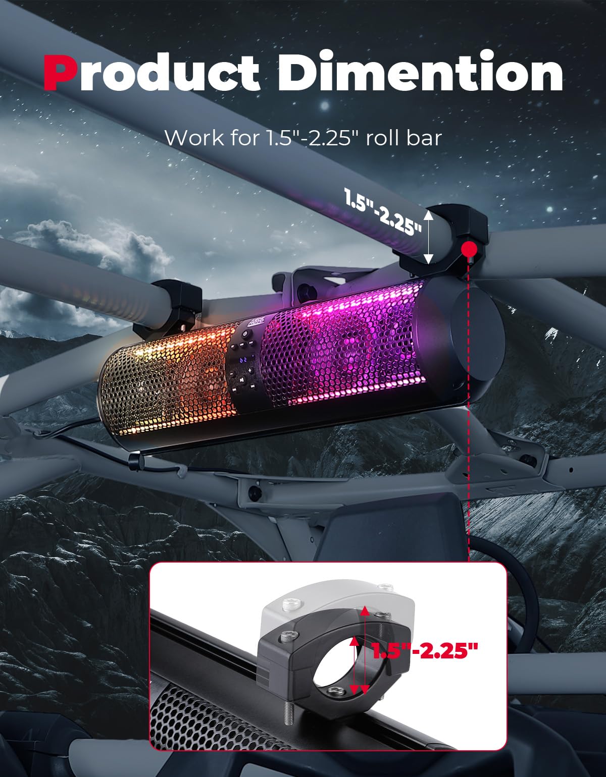 KEMIMOTO Soundbar nautica Bluetooth RGB 18" 400W IP65