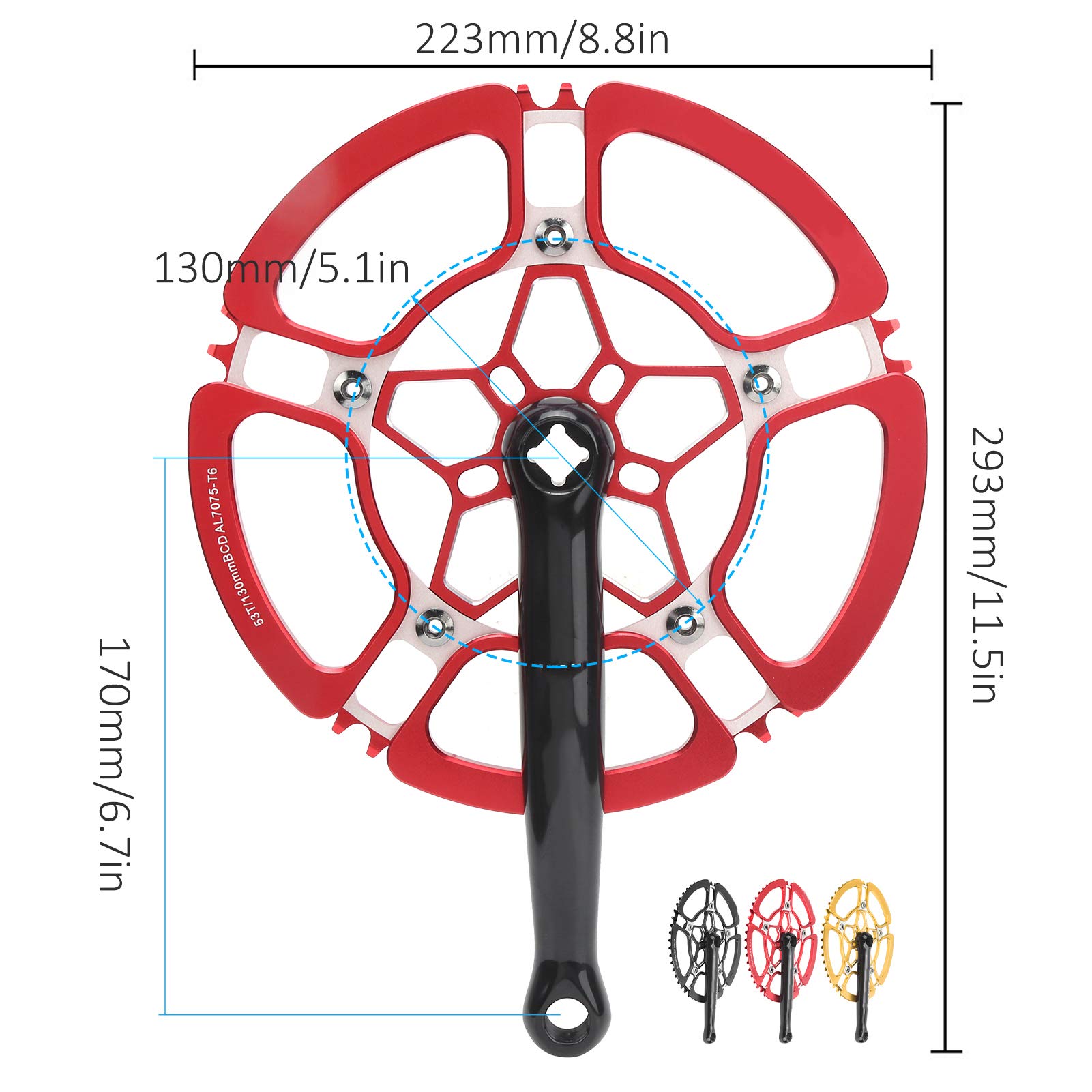 Kuuleyn Guarnitura Bici 53T 170mm Velocità Singola