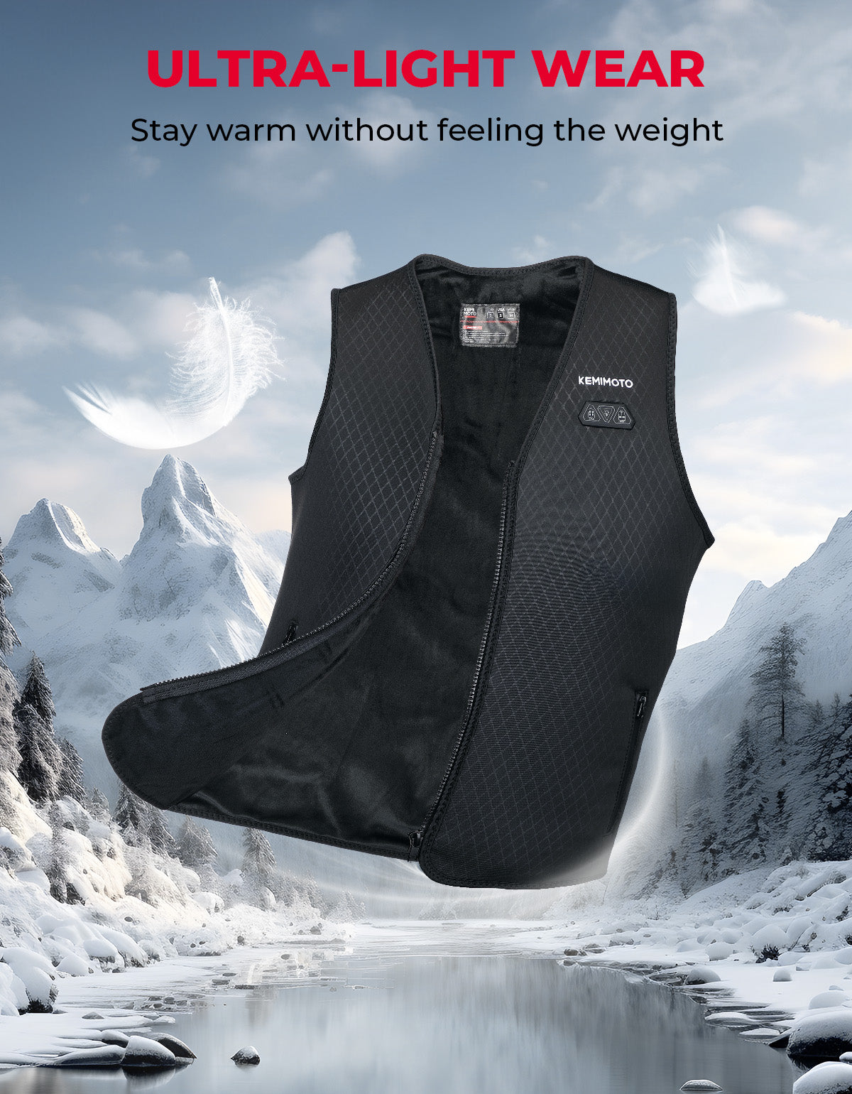 KEMIMOTO gilet riscaldato donna 6 zone velluto