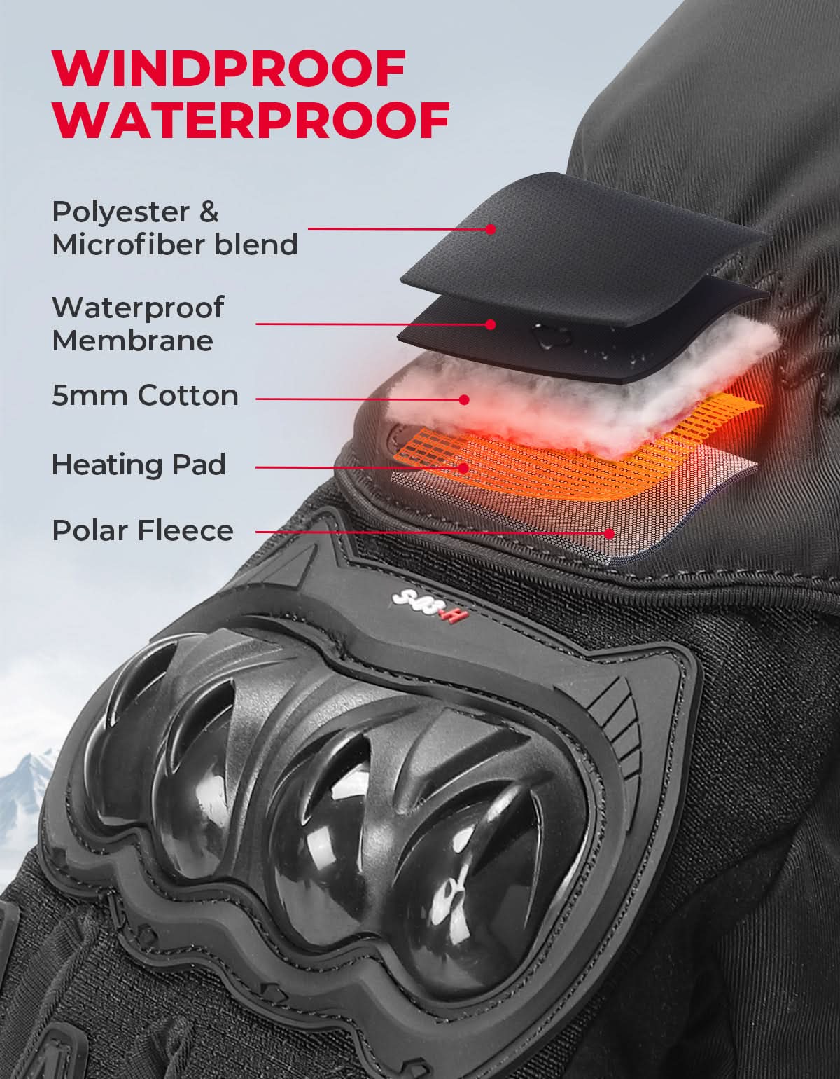 KEMIMOTO guanti moto riscaldati invernali taglia M touchscreen