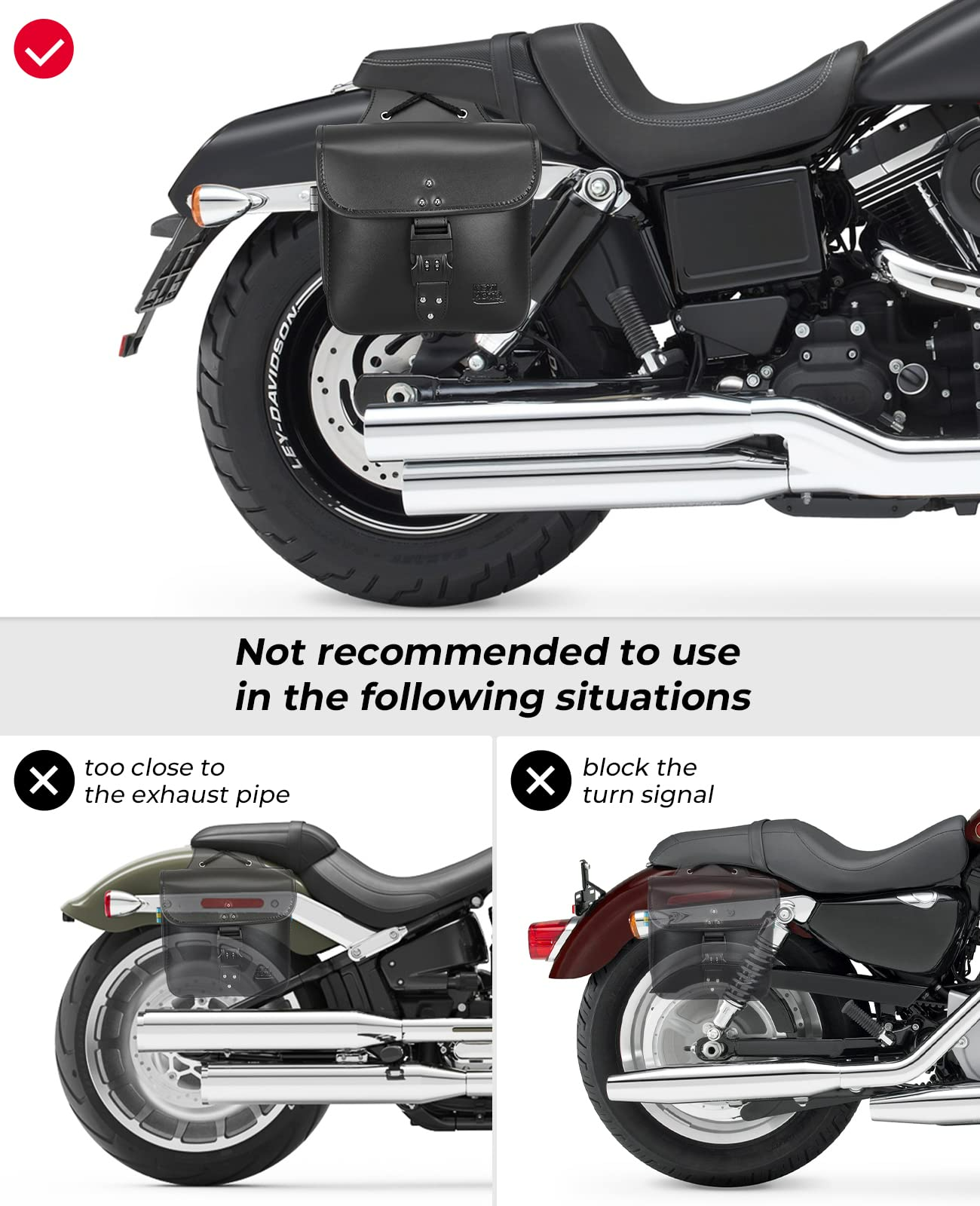 Kemimoto F1801-01801BK borse laterali moto 14L pelle con serratura