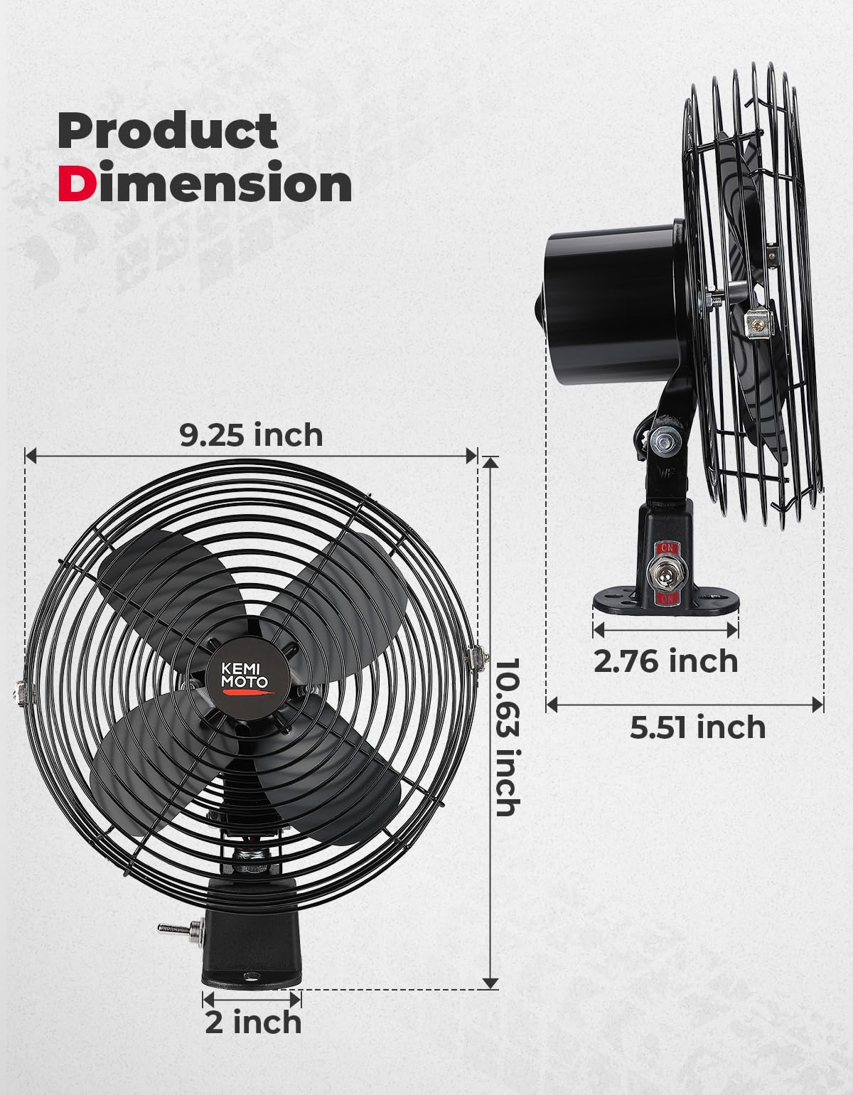 Kemimoto ventola raffreddamento 12V 8'' UTV universale