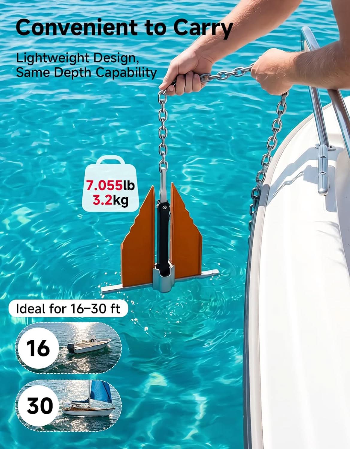 KEMIMOTO ancora nautica alluminio 3,2 kg barche 16-30 ft