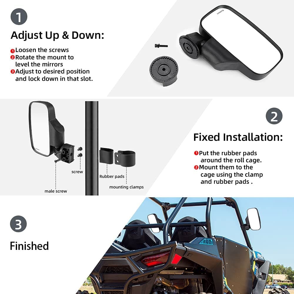 KEMIMOTO BZH0221-02 Specchi UTV 3 Pezzi Antiriflesso