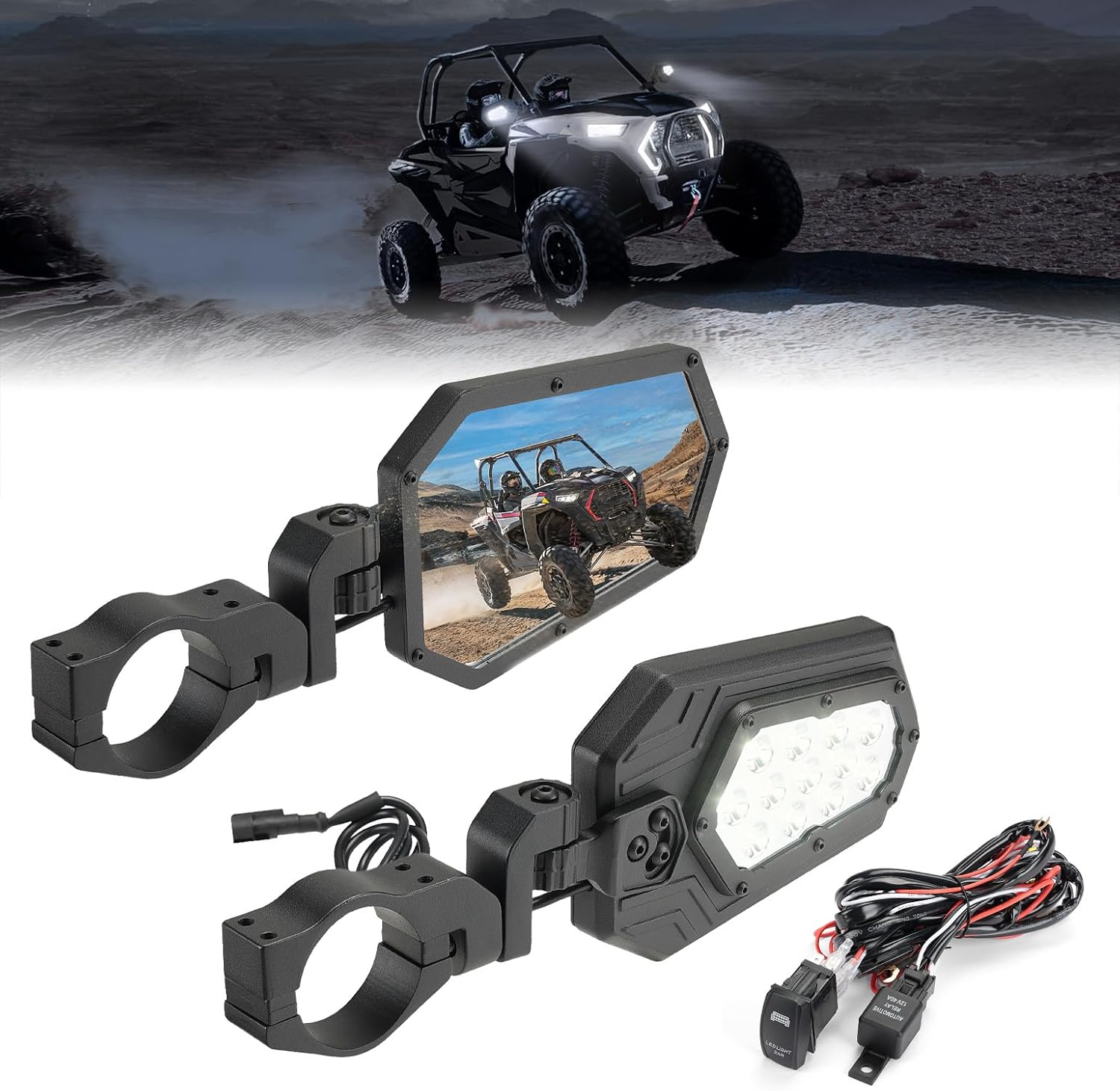 KEMIMOTO Maverick X3 Specchietti Laterali UTV LED Alluminio