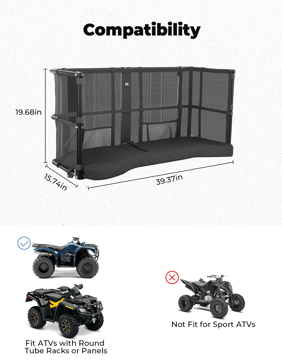 KEMIMOTO trasportino cane ATV telaio acciaio 600D