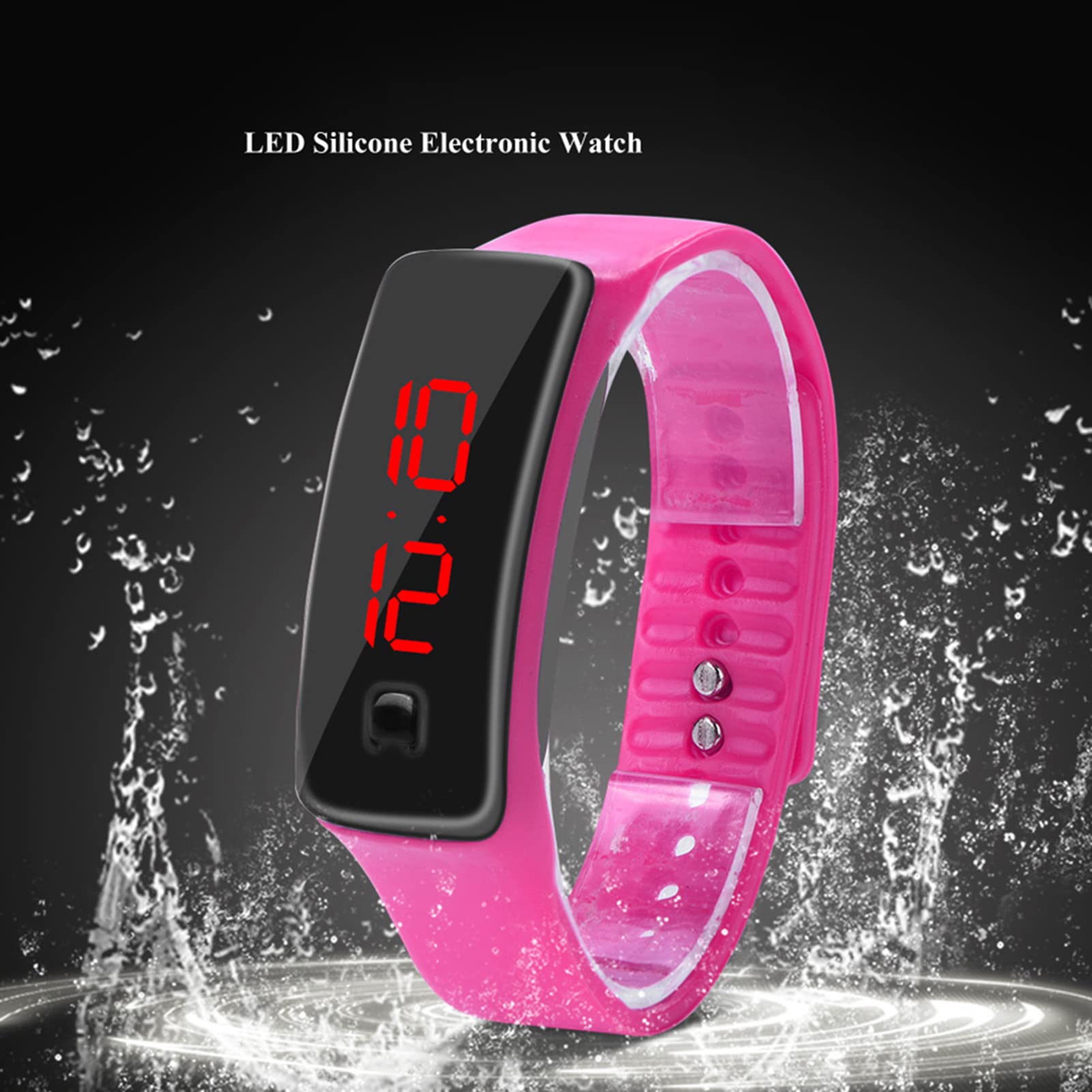 Kuuleyn Orologio LED Sport Silicone Rosa 12 Ore
