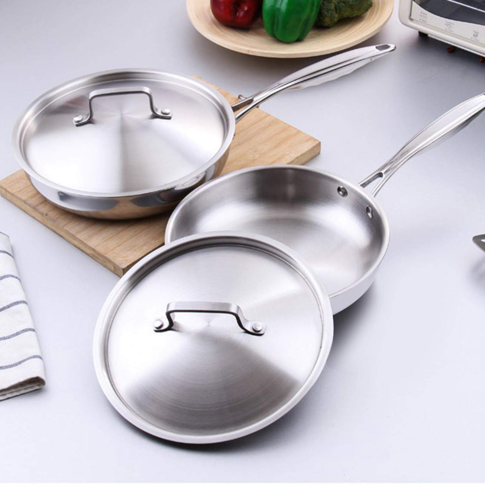 Kuuleyn Padella Acciaio Inox 24 cm 3 Strati con Coperchio