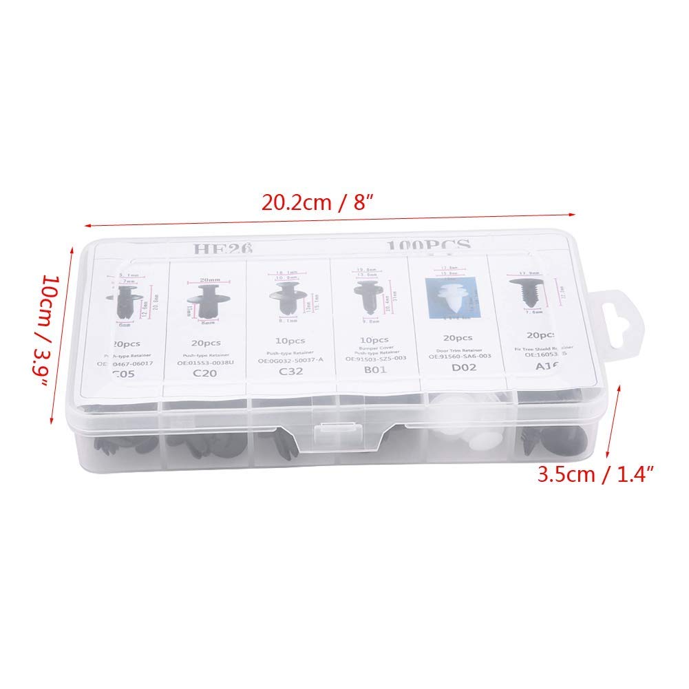 Kuuleyn Clip rivetti plastica carrozzeria kit 100pz 6 misure