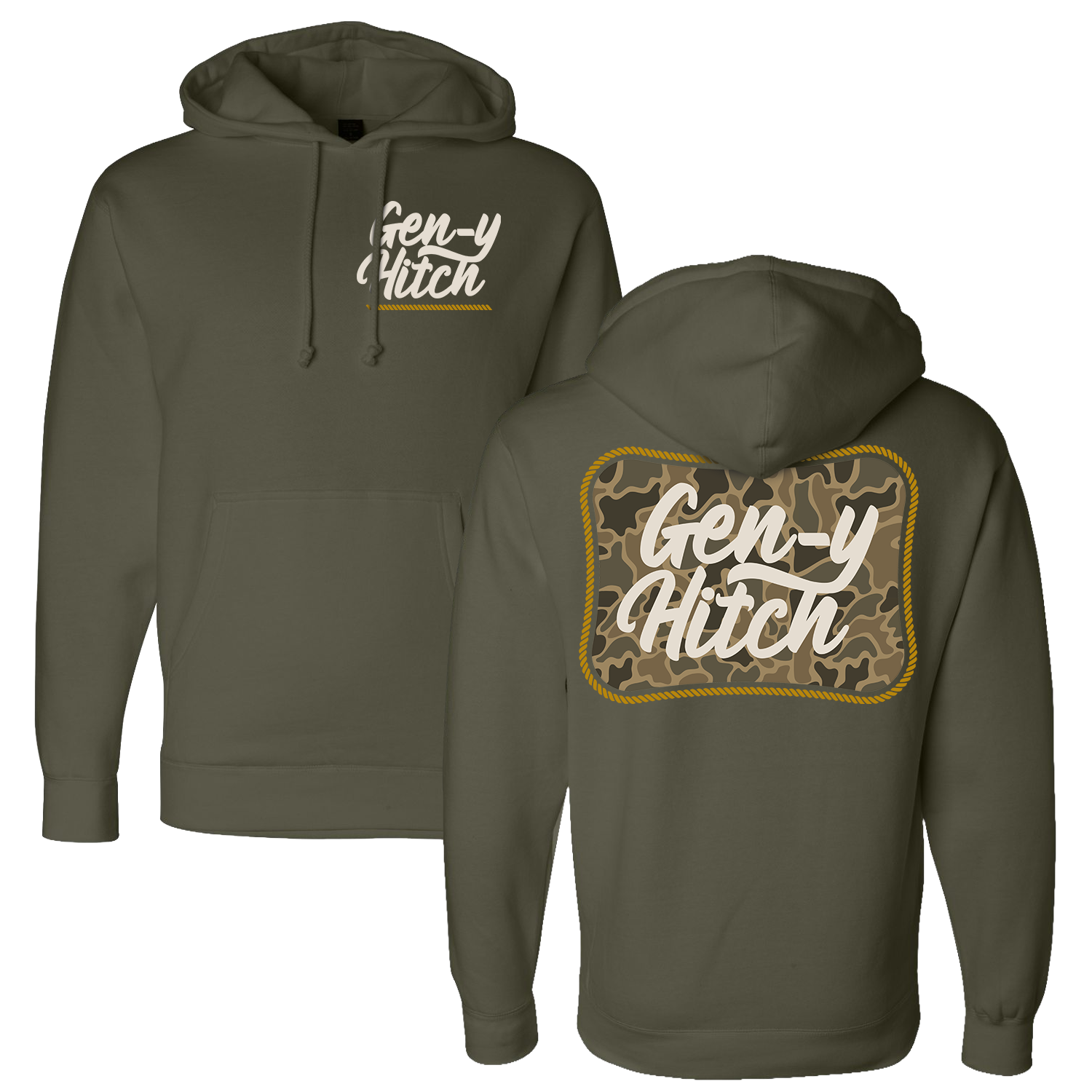GEN-Y Hitch Vintage felpa con cappuccio Army cotone