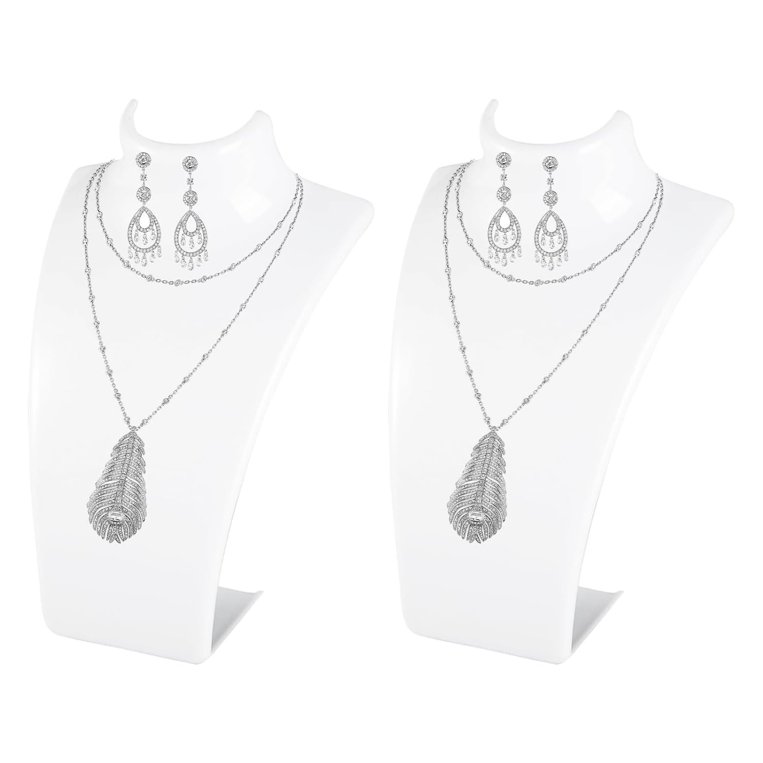 Hapivida Busto espositore collane acrilico bianco set 2 pezzi