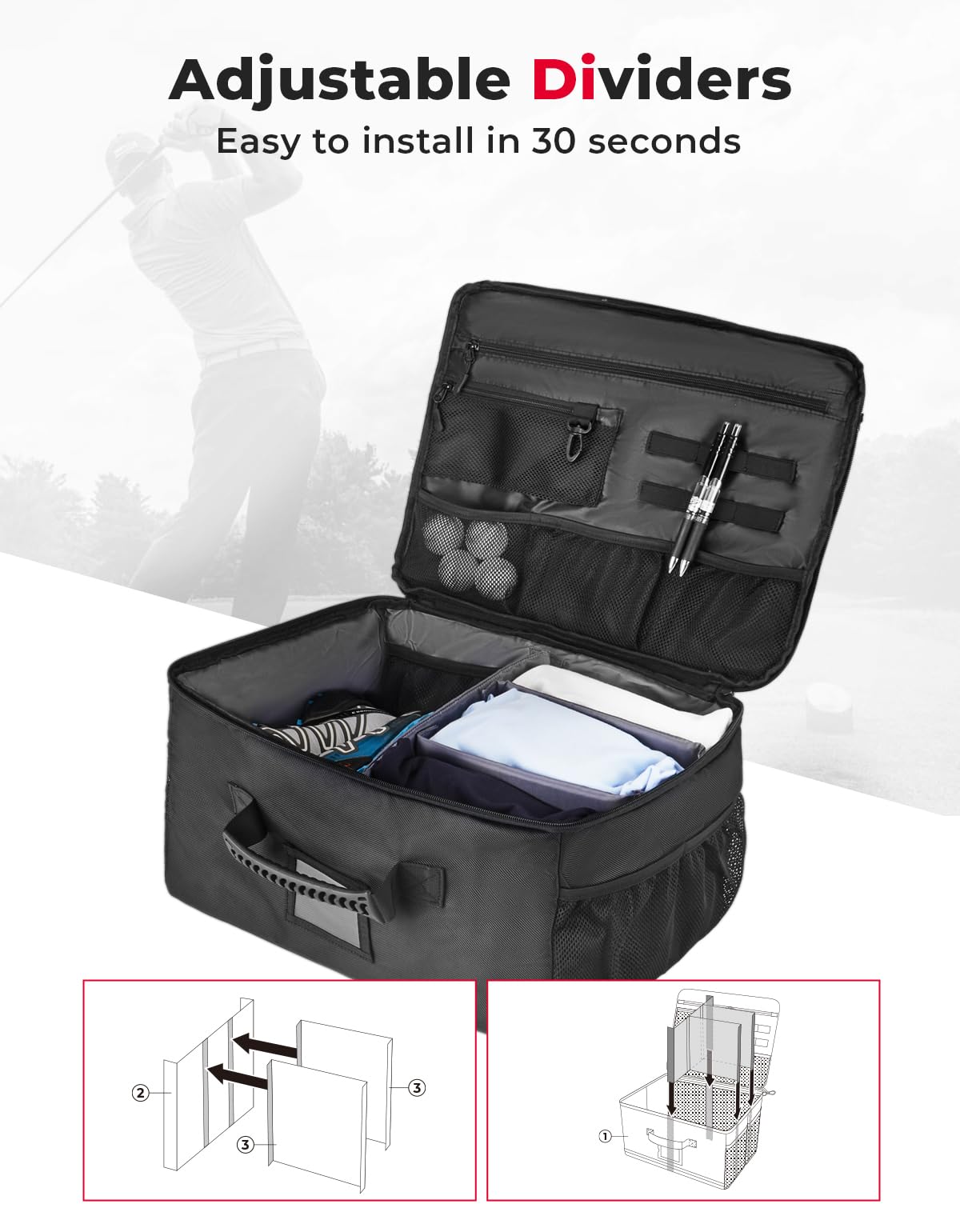 KEMIMOTO Organizer Baule Auto Golf 33L Pieghevole Impermeabile