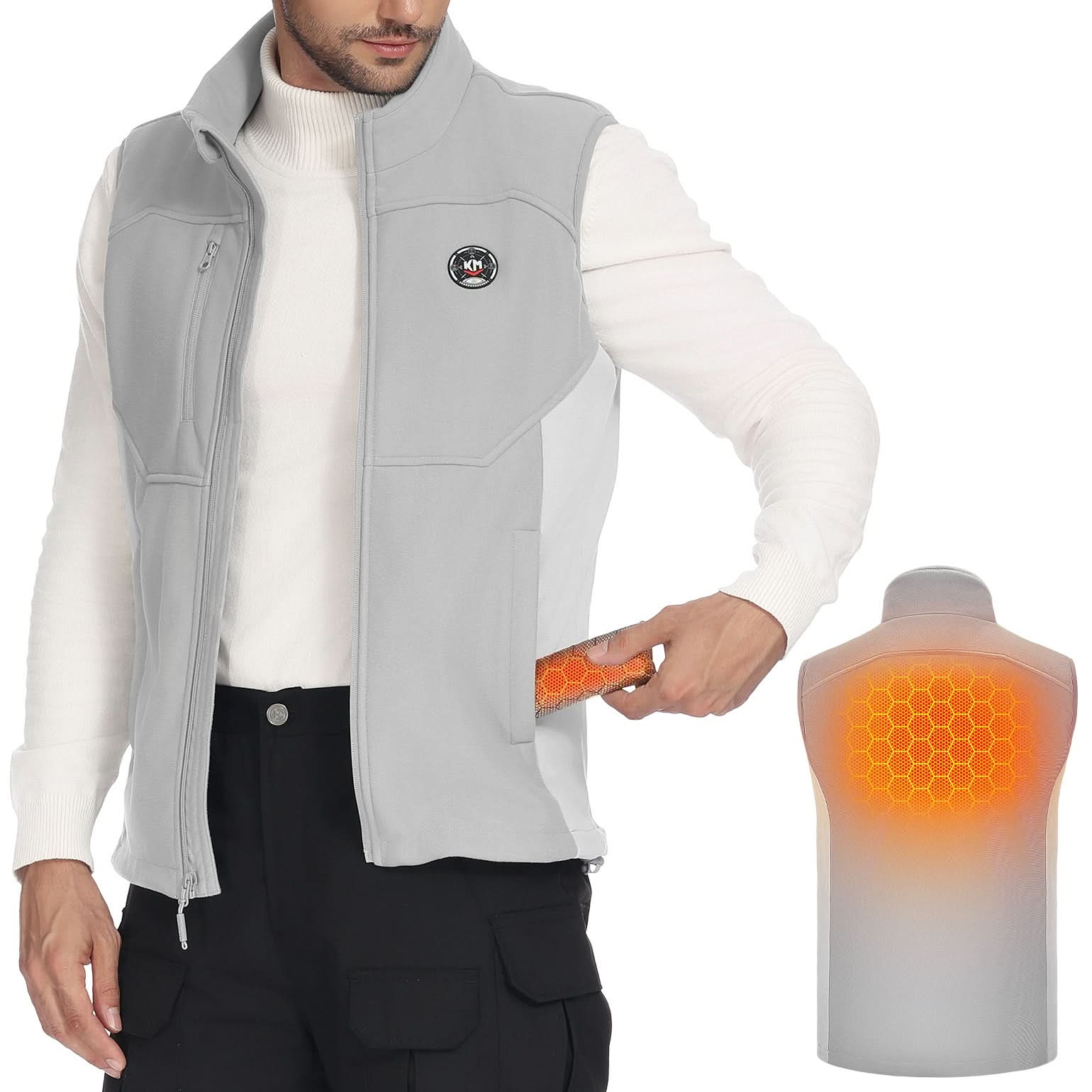 Kemimoto Gilet Riscaldato Grigio con Batteria 5 Zone