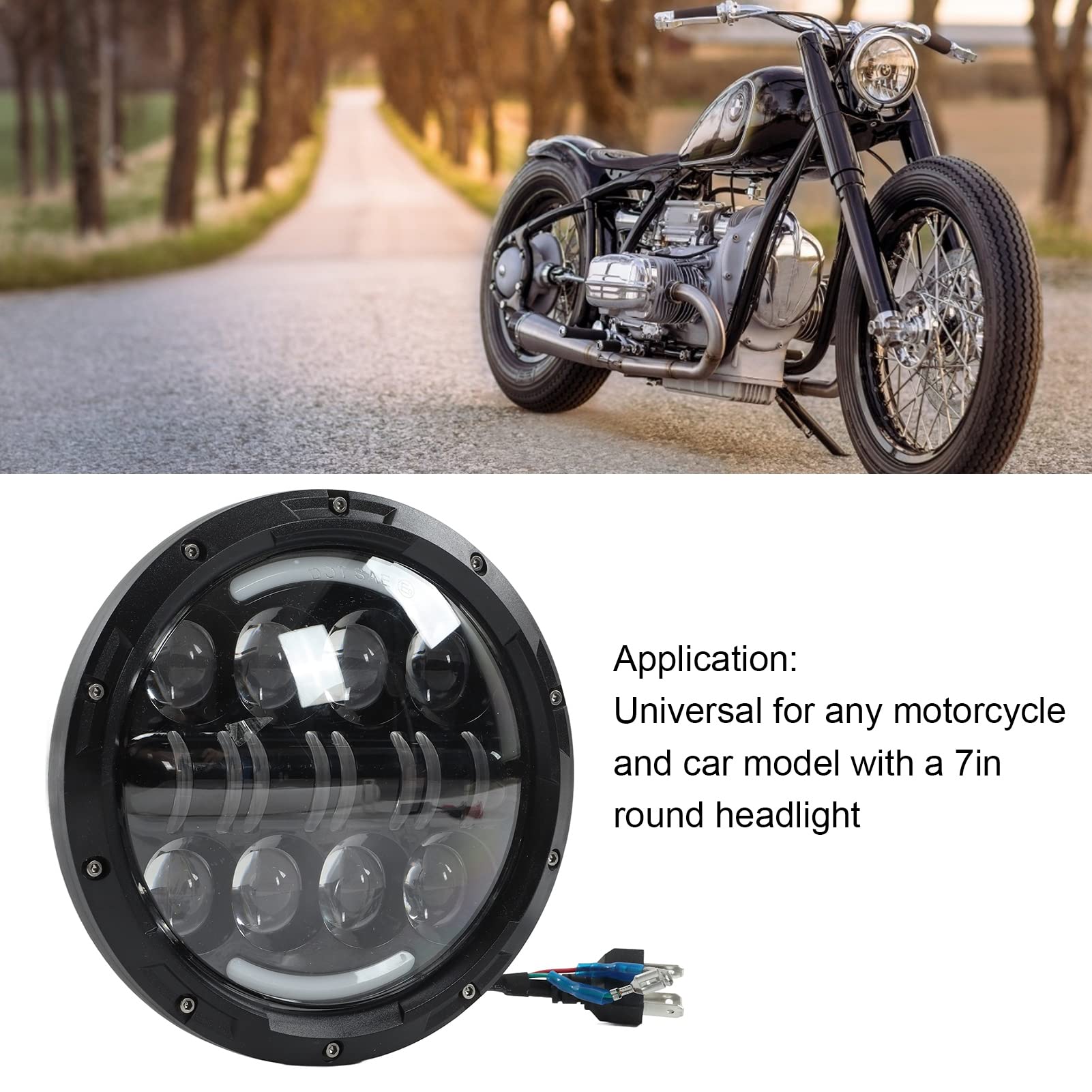Hapivida Faro Moto LED 7 Pollici 6000K 3000LM Bianco