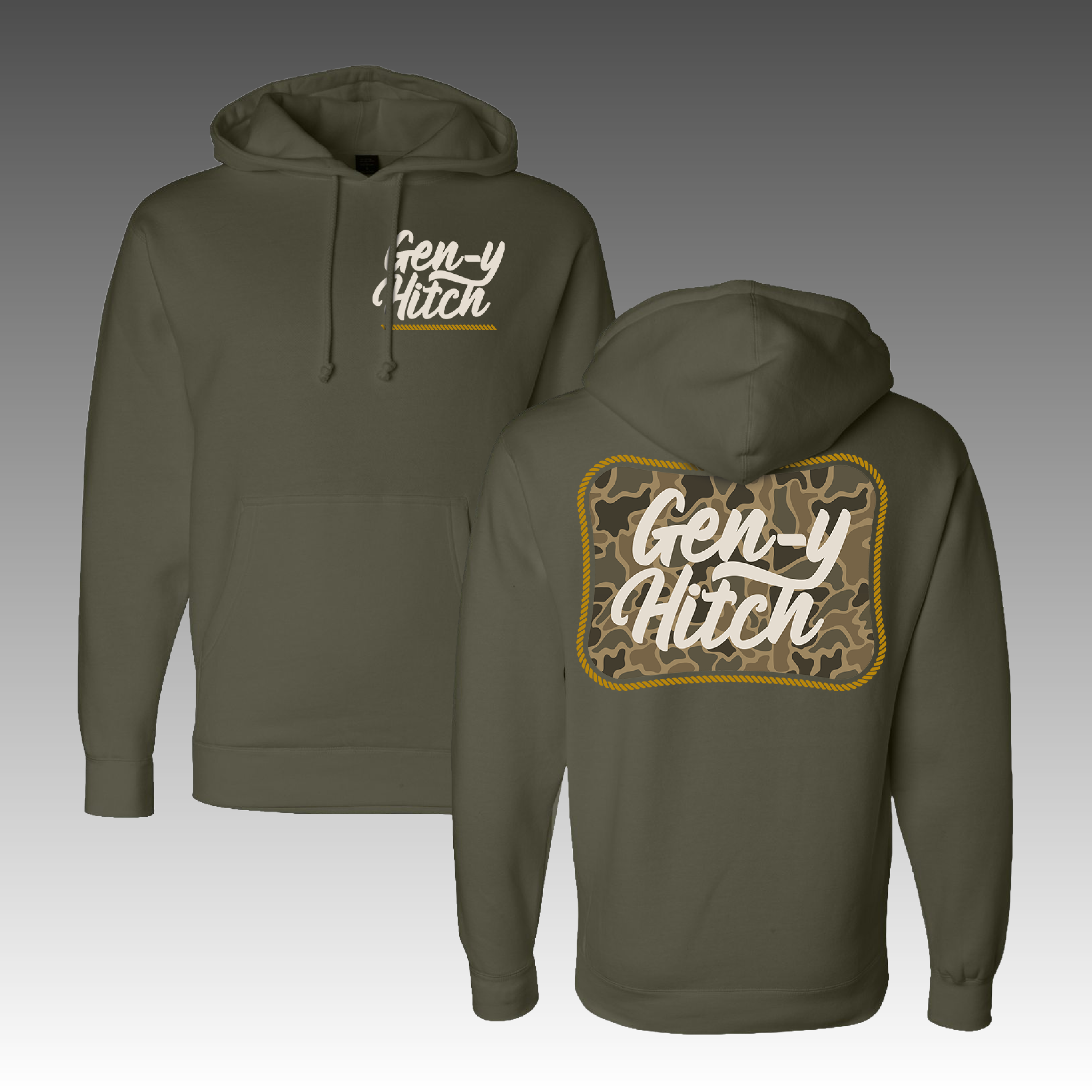GEN-Y Hitch Vintage felpa con cappuccio Army cotone