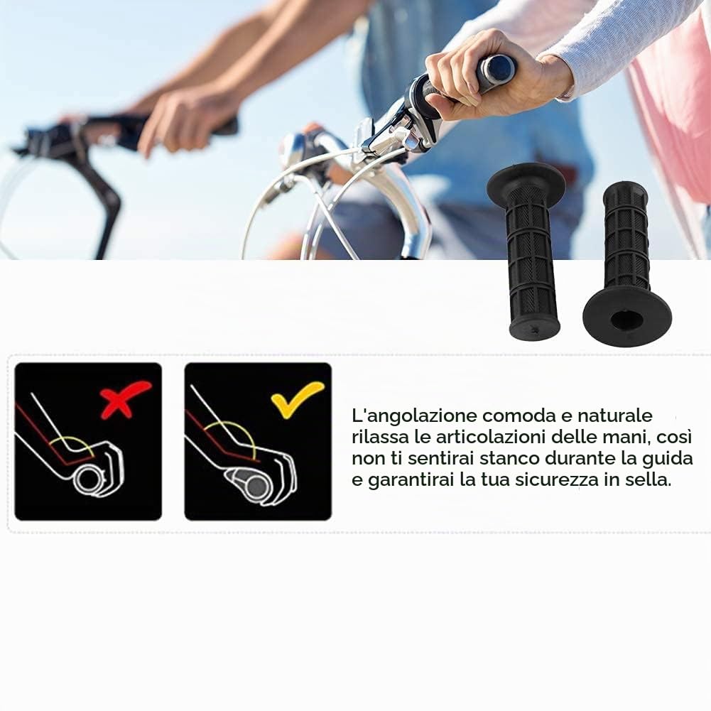 Hapivida Manopole Manubrio Moto 22 mm Nero Gomma Antiscivolo